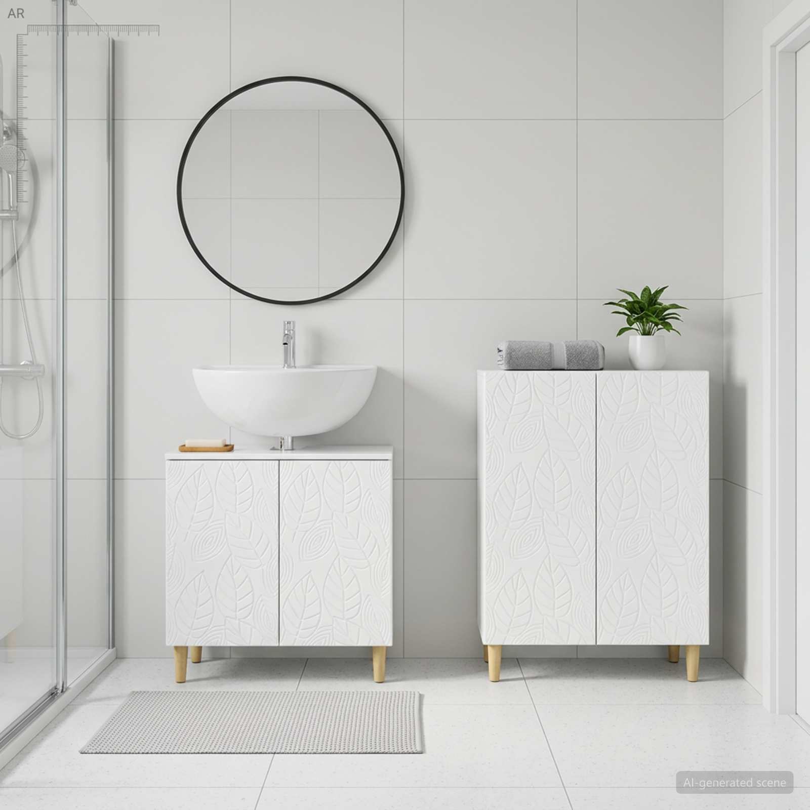 2-teiliges Badezimmer Schrank Set DELFT Hochglanz Weiß