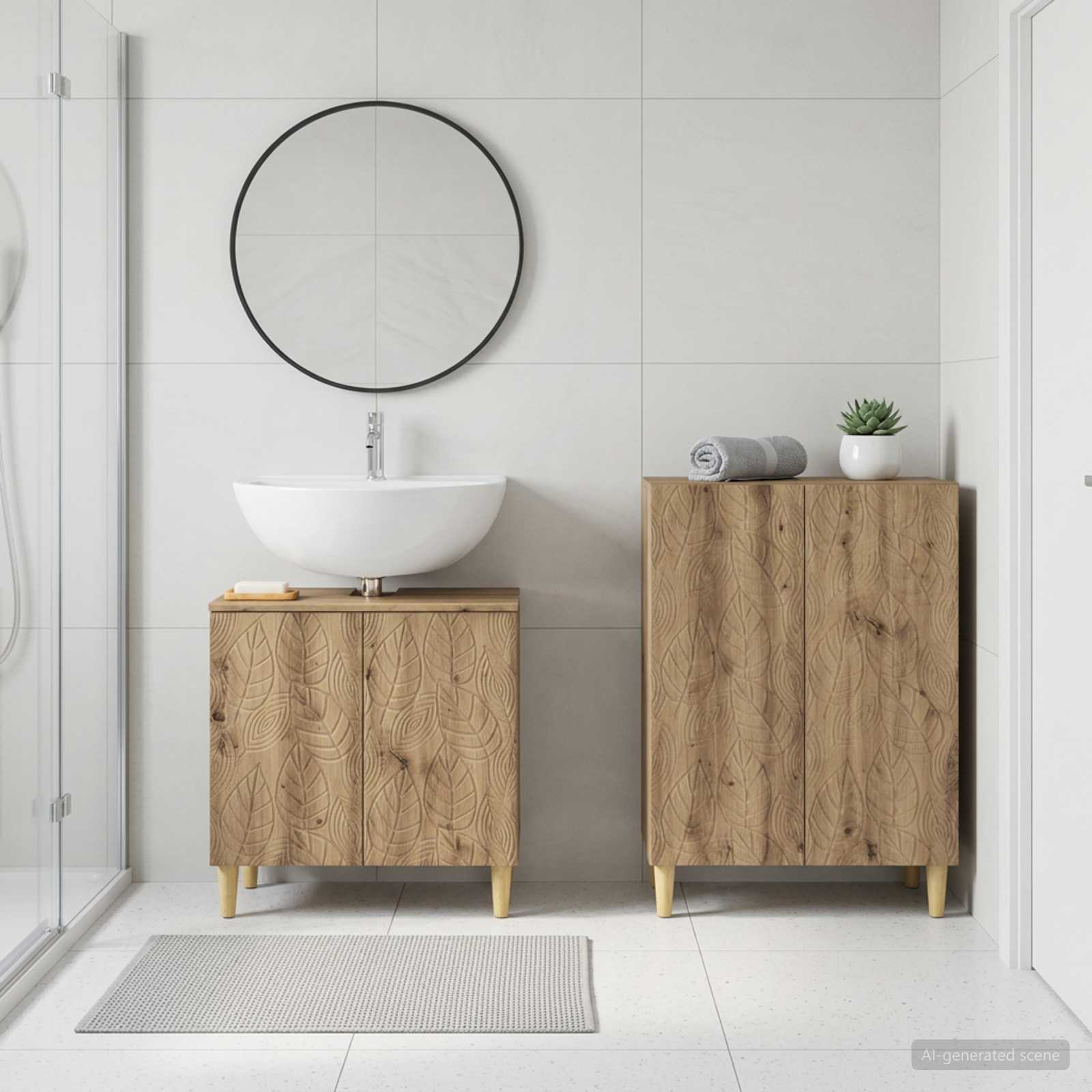 2-teiliges Badezimmer Schrank Set DELFT Artisan-Eiche