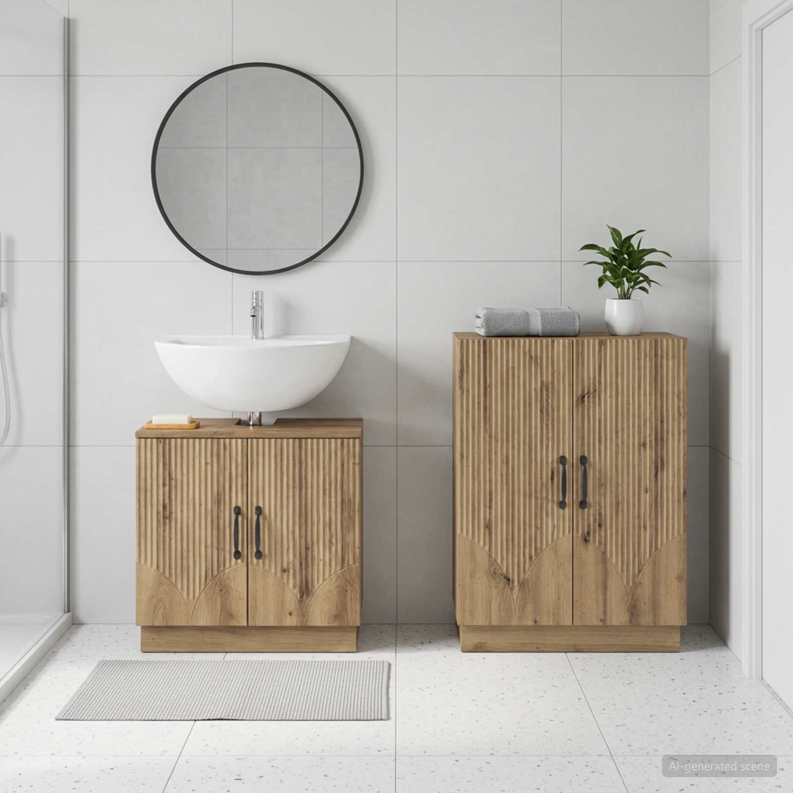 2-teiliges Badezimmer Schrank Set HOORN Artisan-Eiche