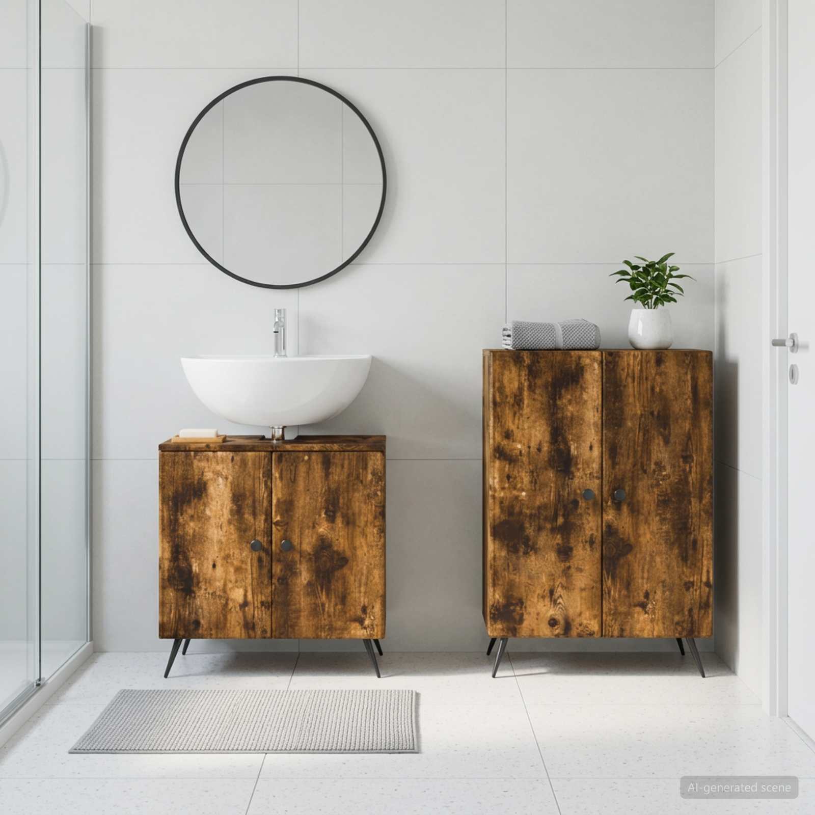 2-teiliges Badezimmer Schrank Set BREDA Raucheiche