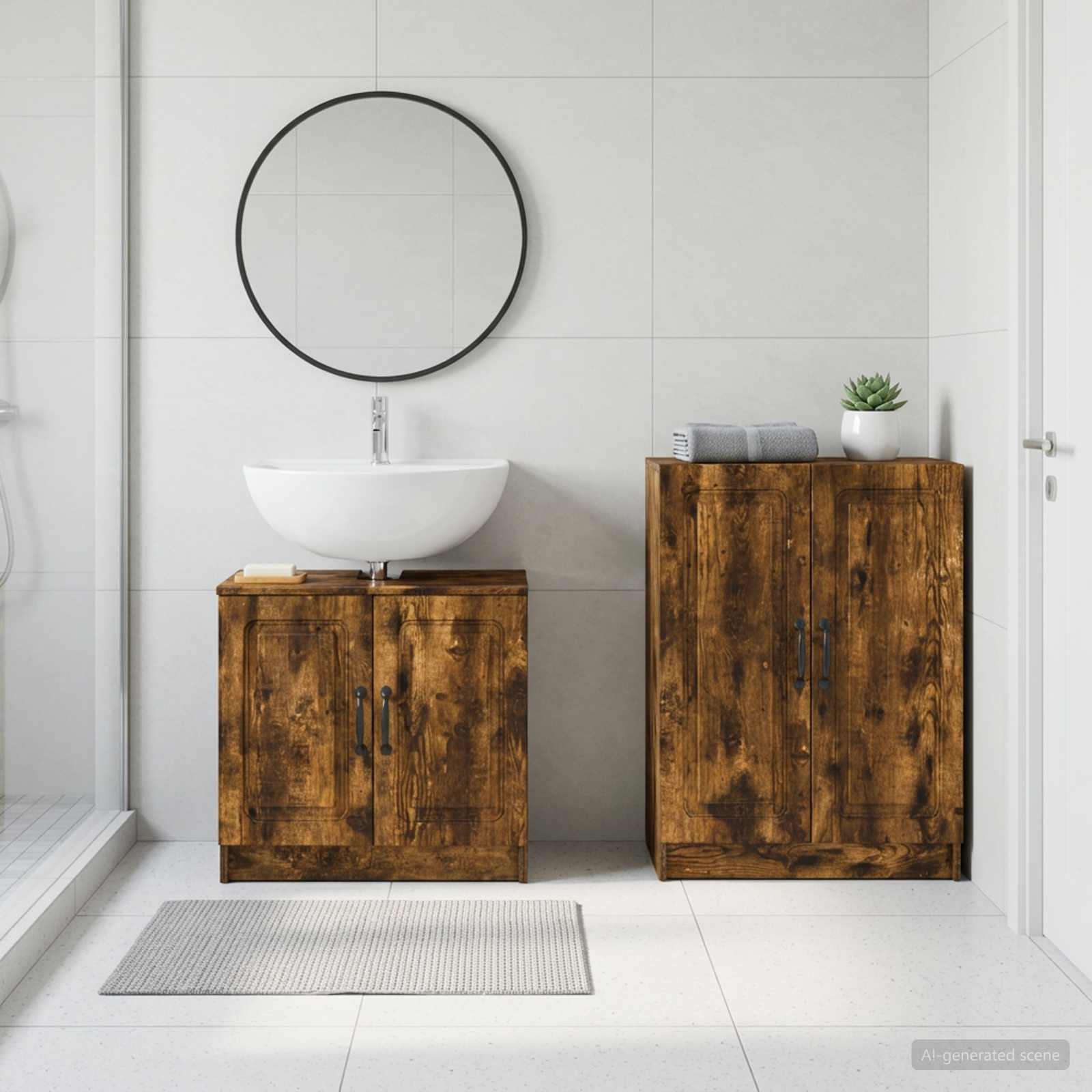 2-teiliges Badezimmer Schrank Set UTRECHT Raucheiche
