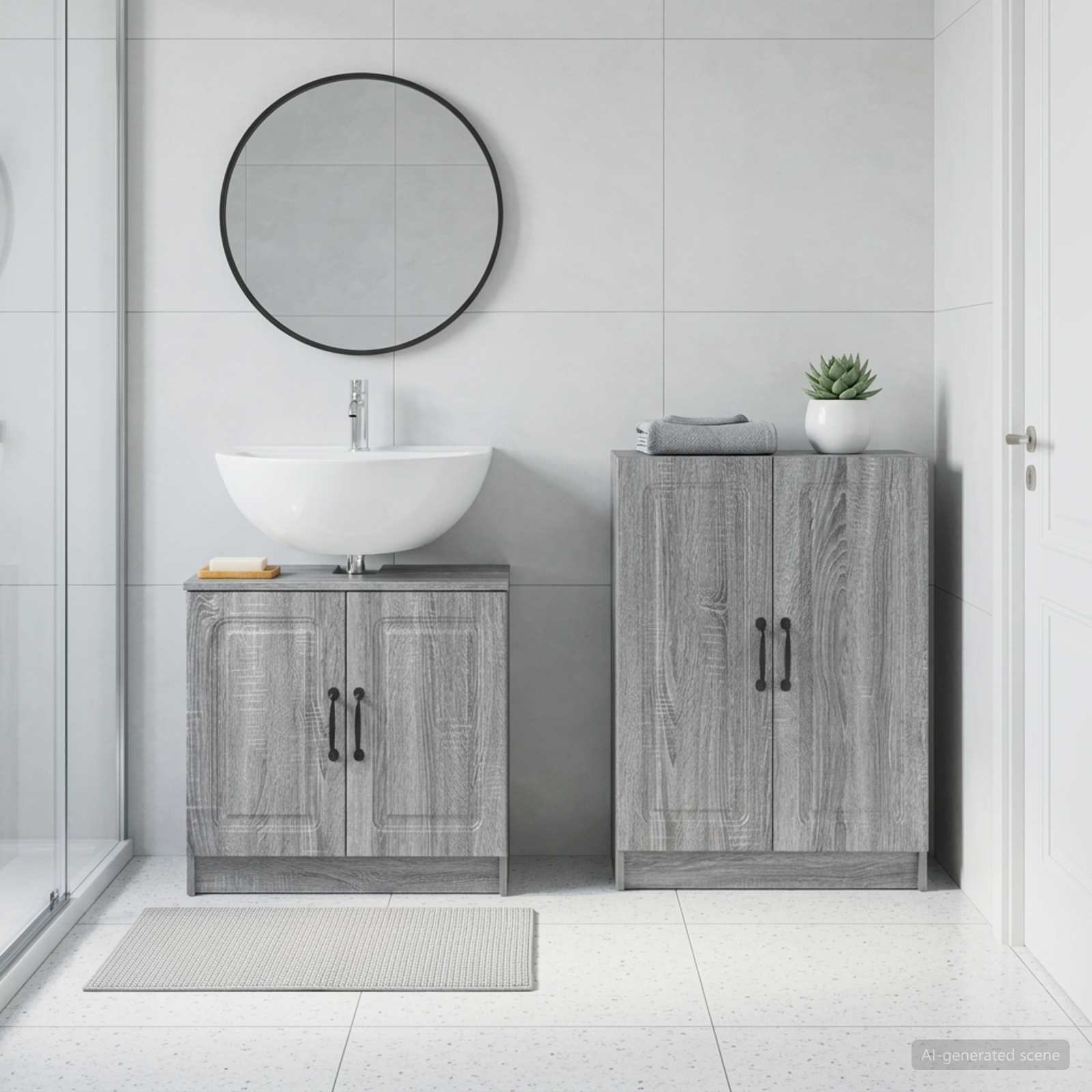 2-teiliges Badezimmer Schrank Set UTRECHT Sonoma-Grau