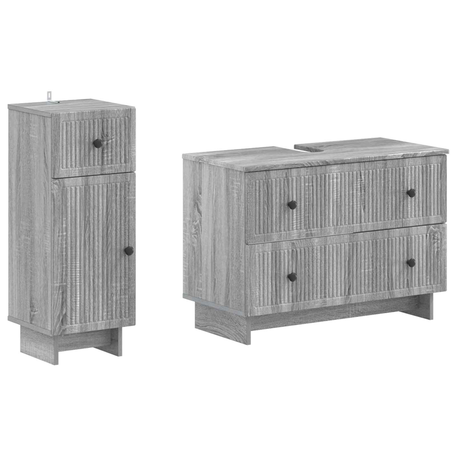 2-teiliges Badezimmer Schrank Set EDE Sonoma-Grau Holzwerkstoff