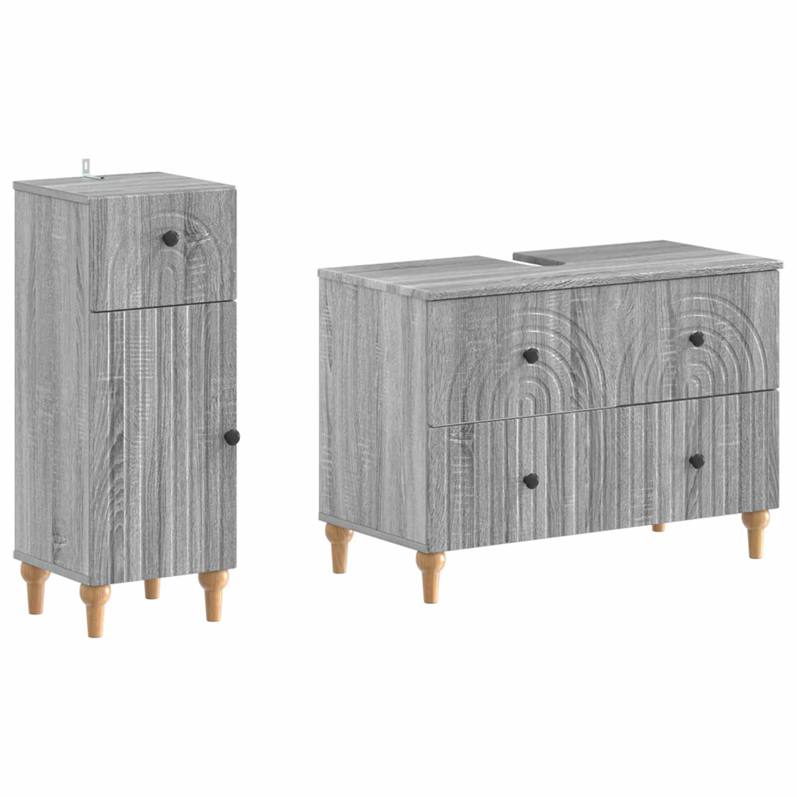 2-teiliges Badezimmer Schrank Set ALKMAAR Sonoma-Grau