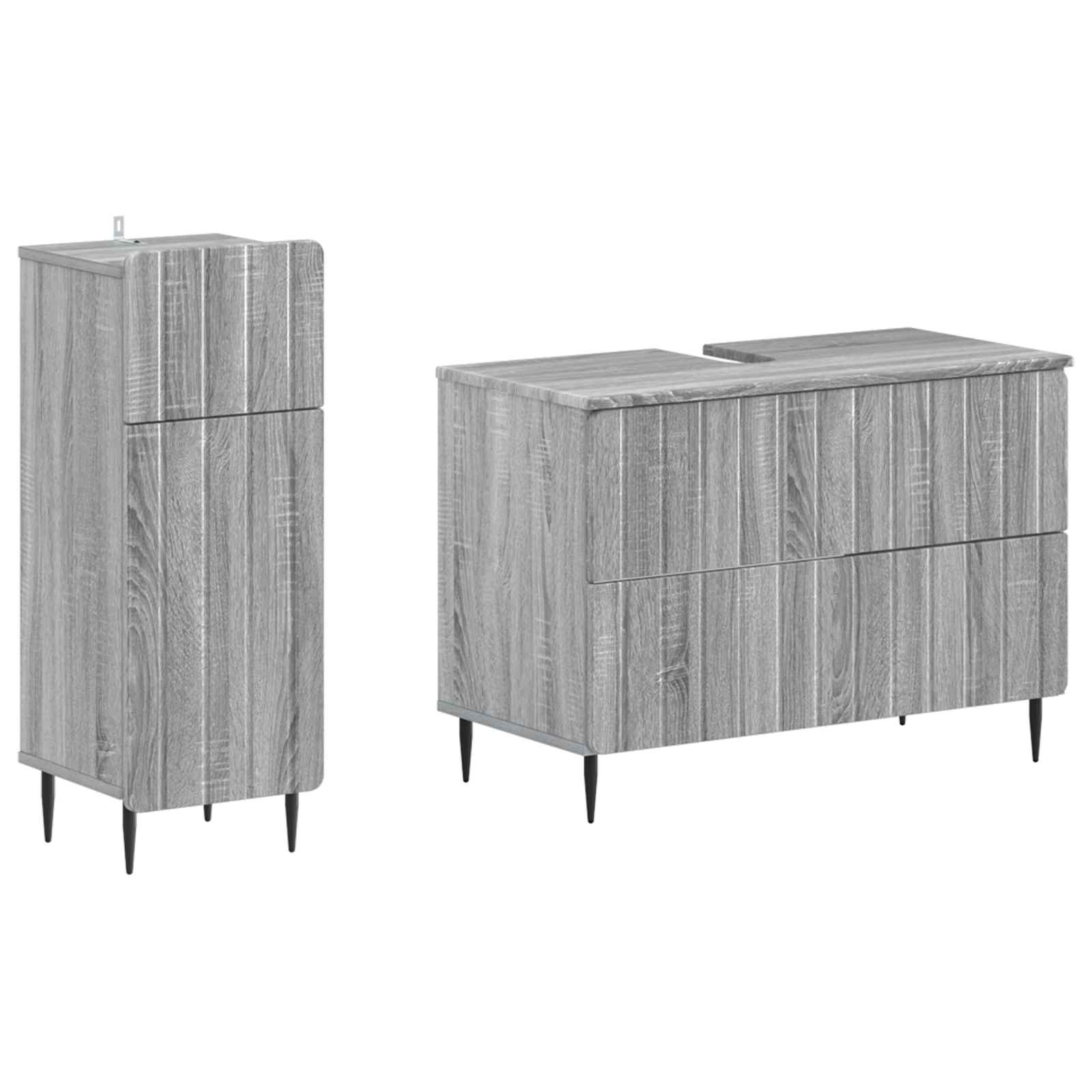 2-teiliges Badezimmer Schrank Set ZWOLLE Sonoma-Grau