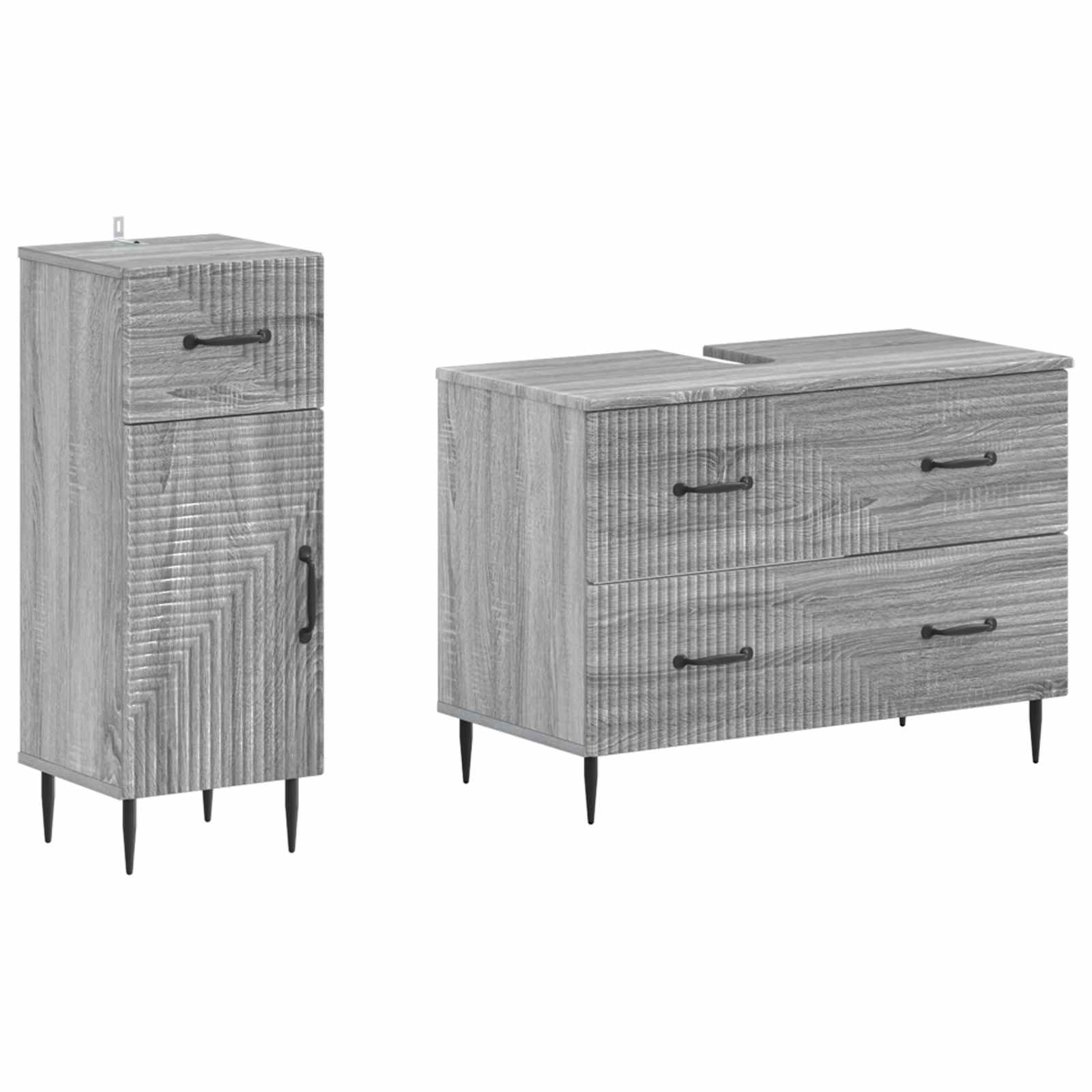 2-teiliges Badezimmer Schrank Set HAARLEM Sonoma-Grau