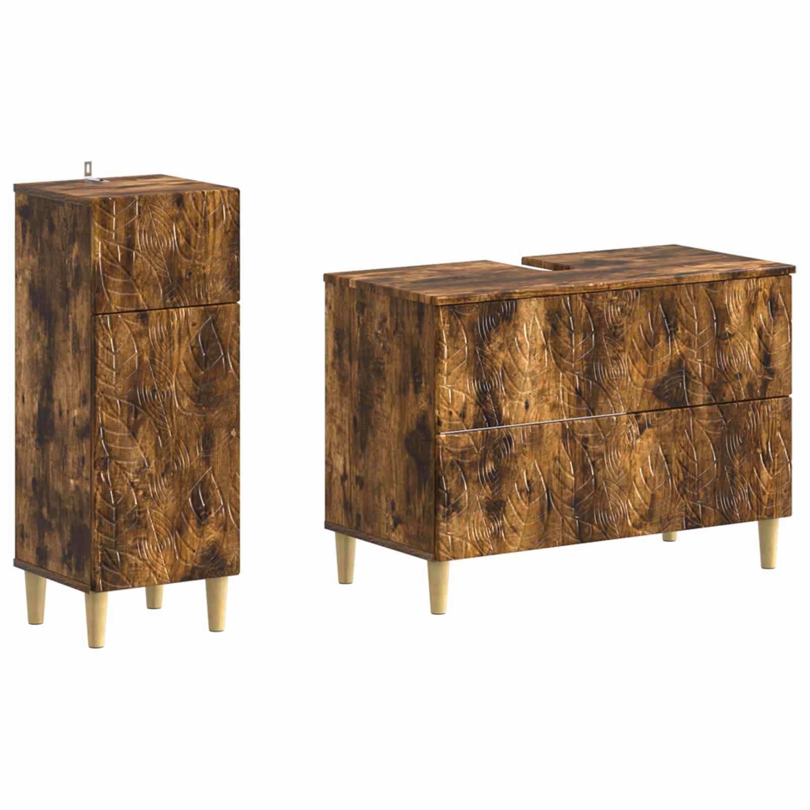 2-teiliges Badezimmer Schrank Set DELFT Raucheiche