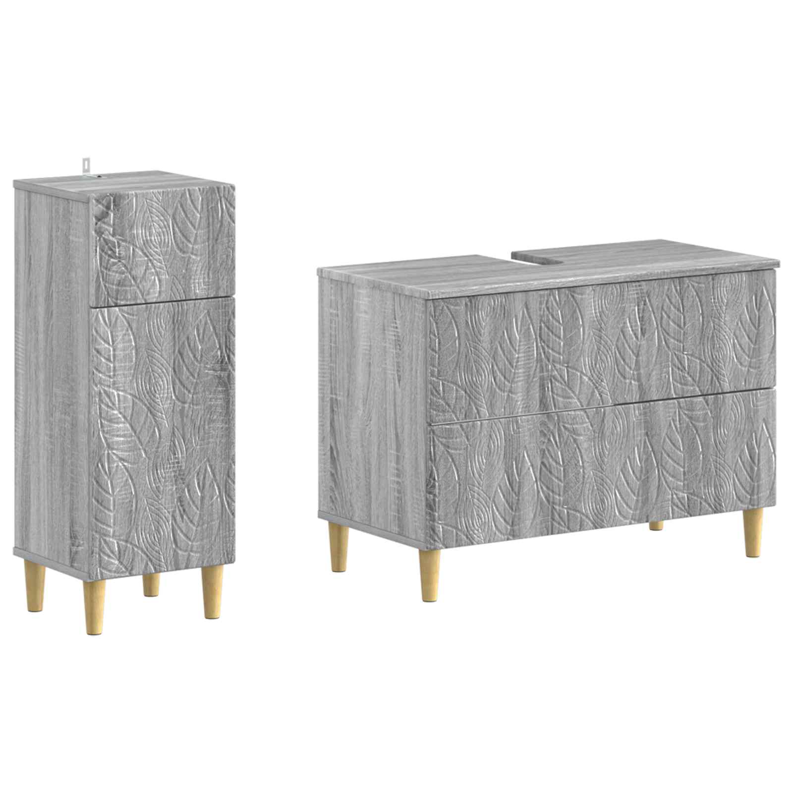 2-teiliges Badezimmer Schrank Set DELFT Sonoma-Grau