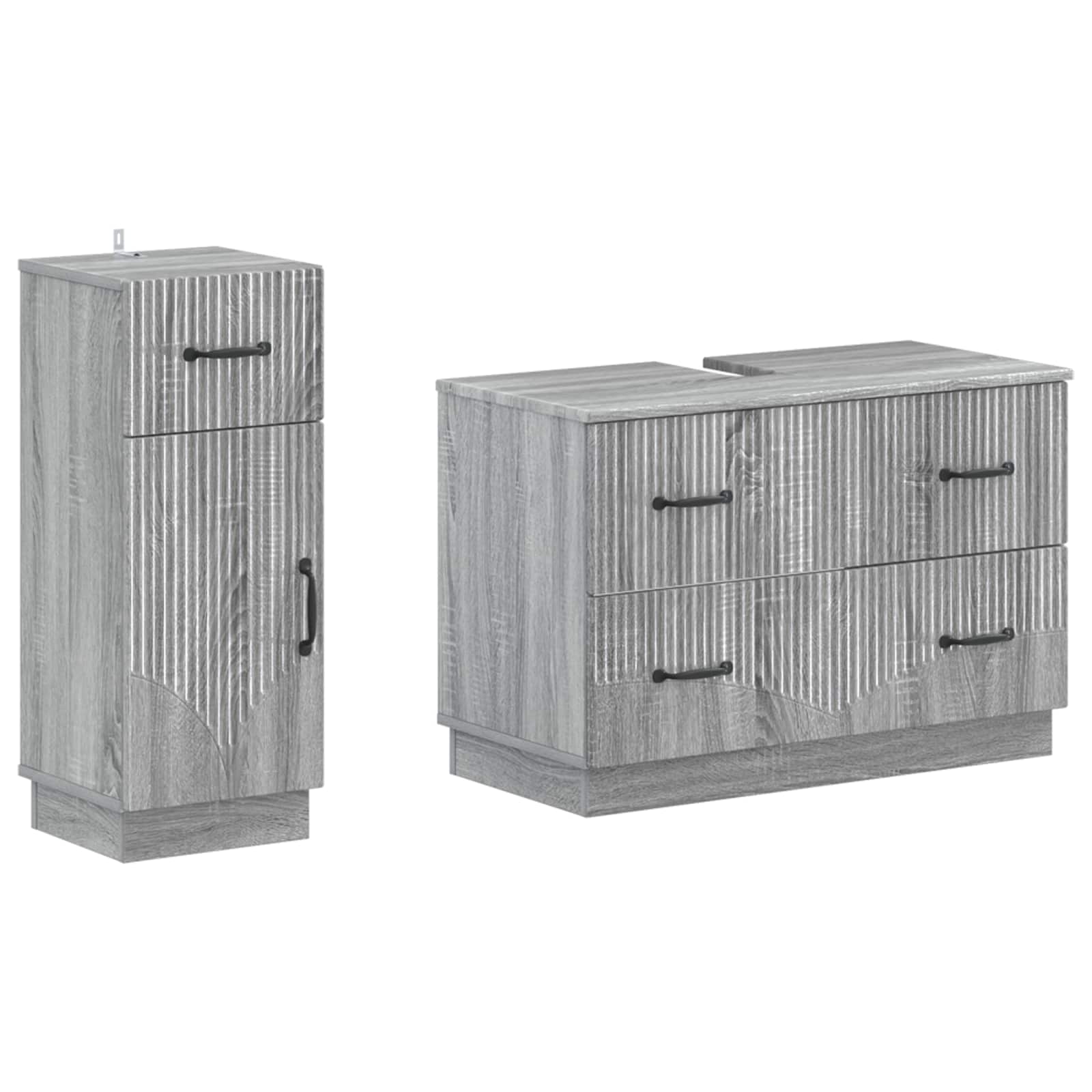 2-teiliges Badezimmer Schrank Set HOORN Sonoma-Grau
