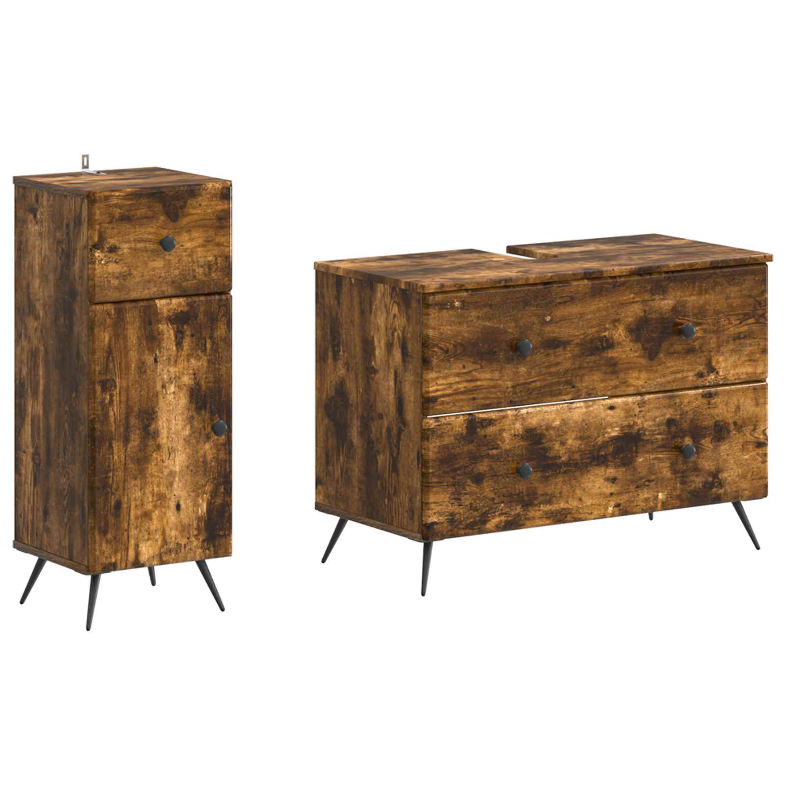 2-teiliges Badezimmer Schrank Set BREDA Raucheiche