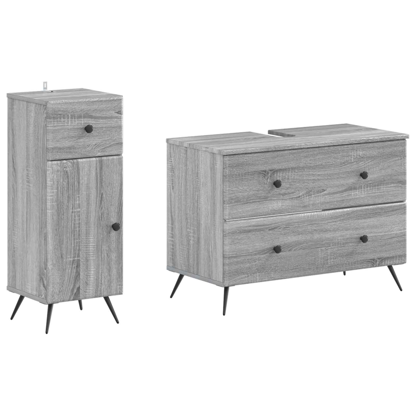2-teiliges Badezimmer Schrank Set BREDA Sonoma-Grau