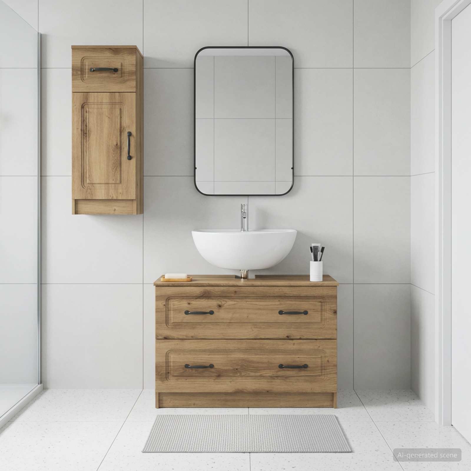 2-teiliges Badezimmer Schrank Set UTRECHT Artisan-Eiche