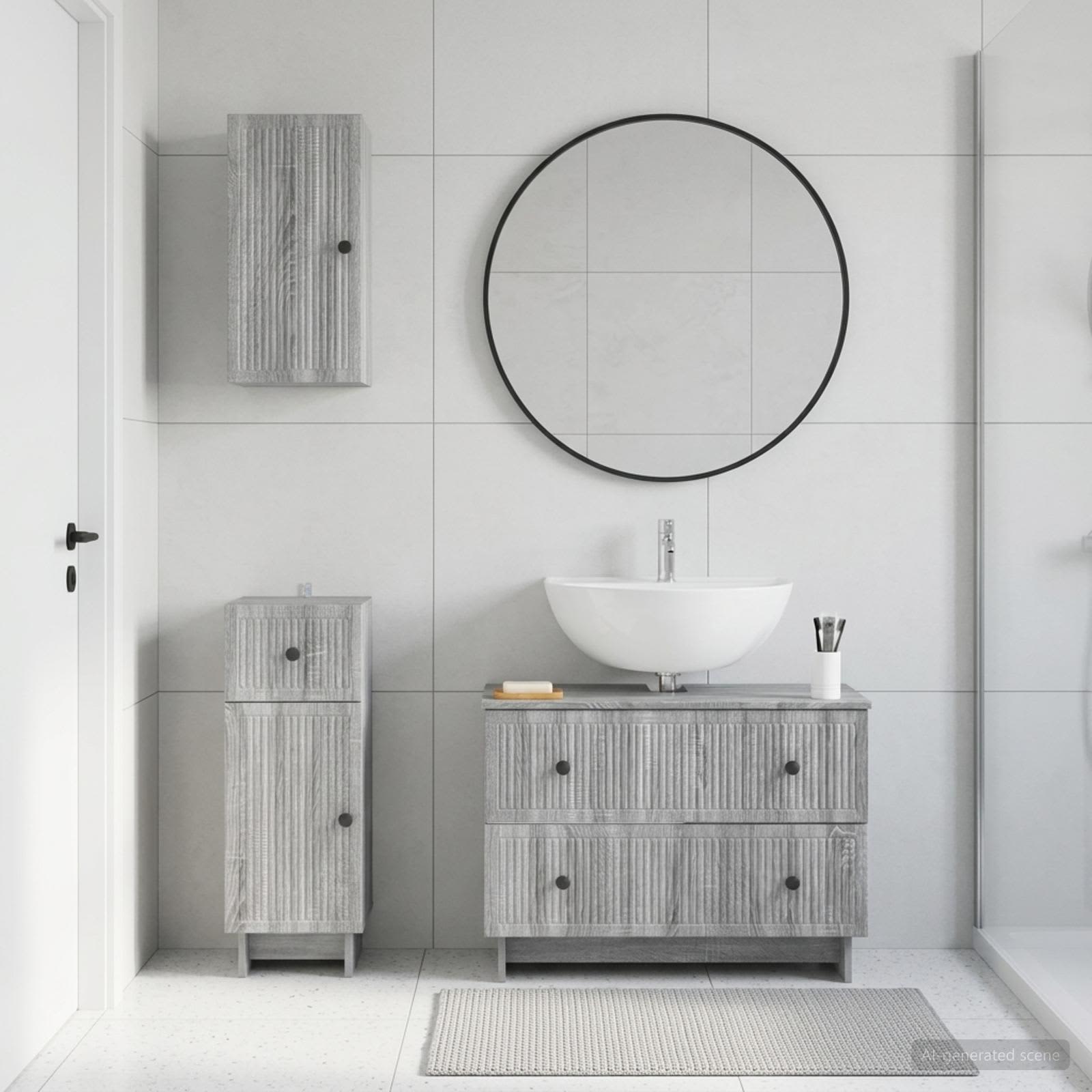 3-teiliges Badezimmer-Schranksystem EDE Sonoma-Grau