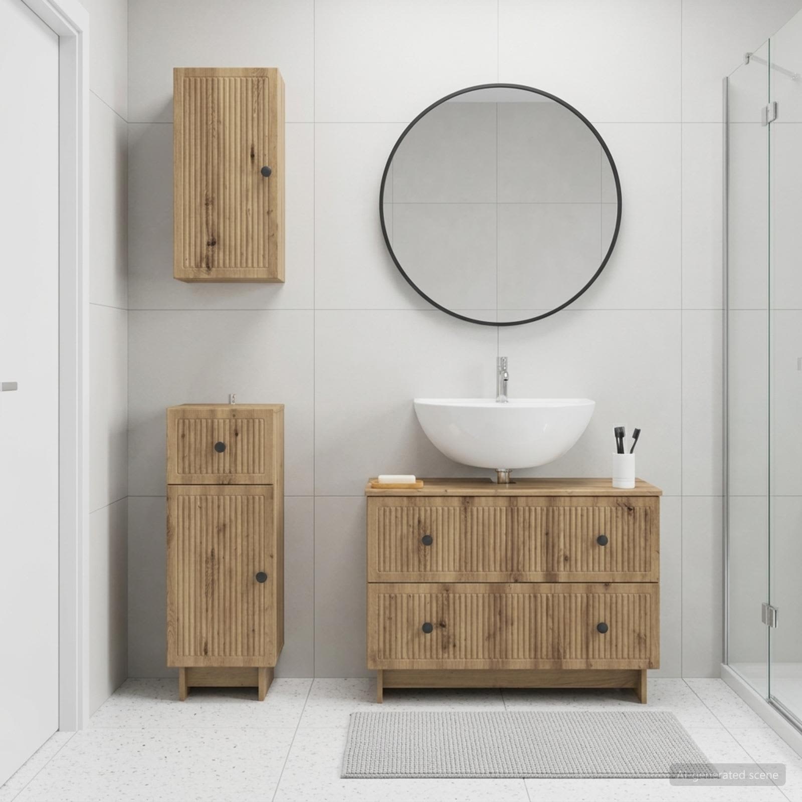 3-teiliges Badezimmer-Schranksystem EDE Artisan-Eiche