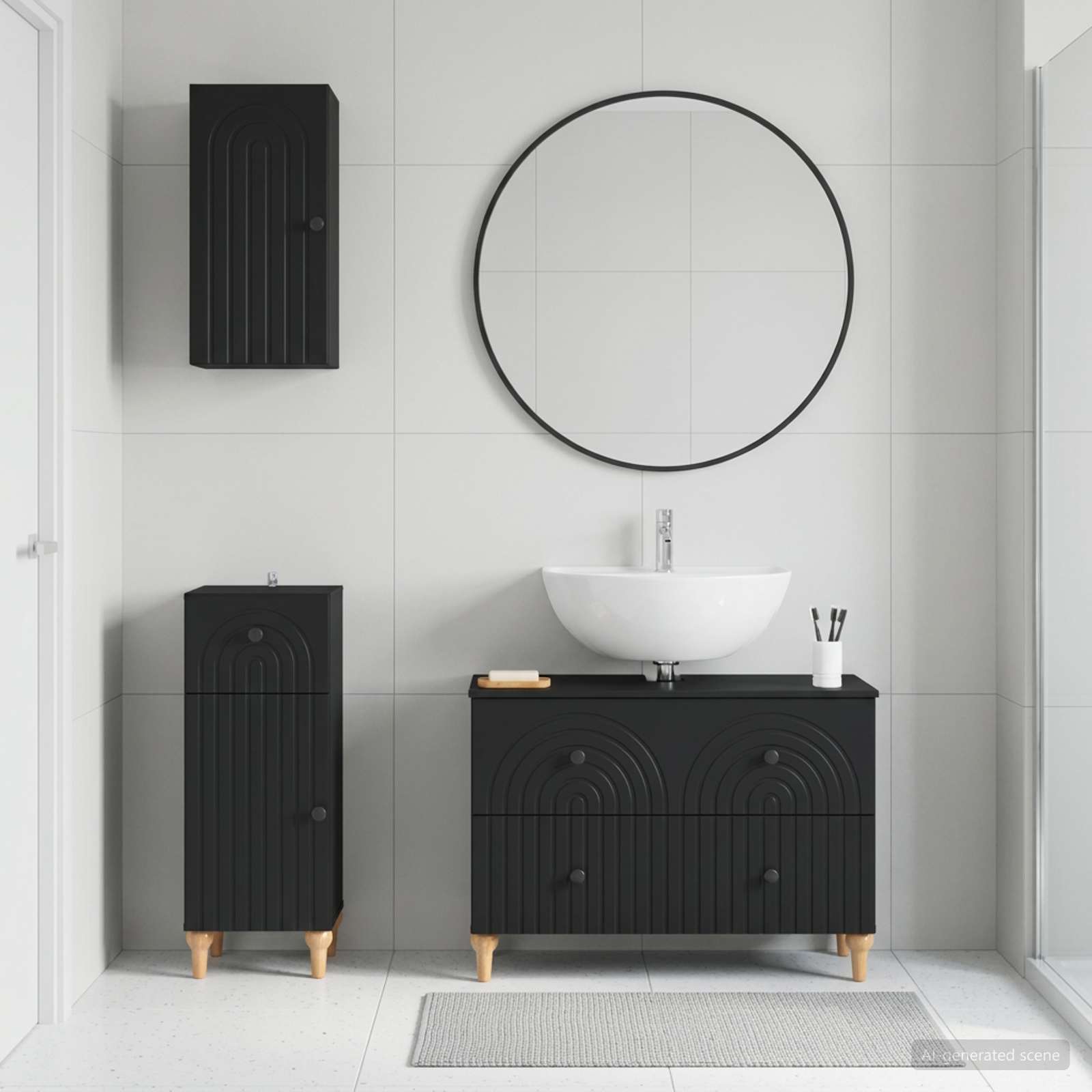 3-teiliges Badezimmer-Schranksystem ALKMAAR Schwarz