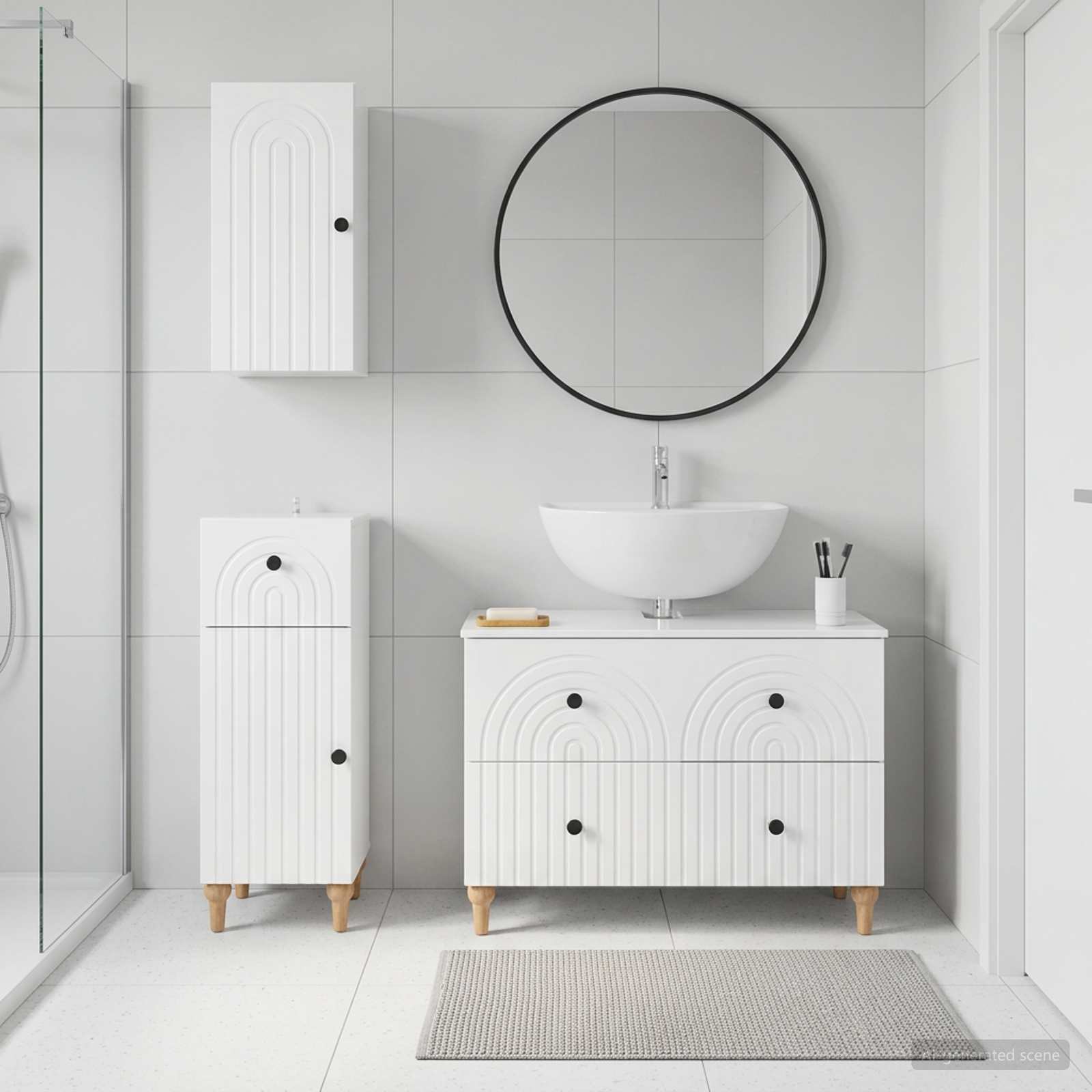 3-teiliges Badezimmer-Schranksystem ALKMAAR Hochglanz Weiß
