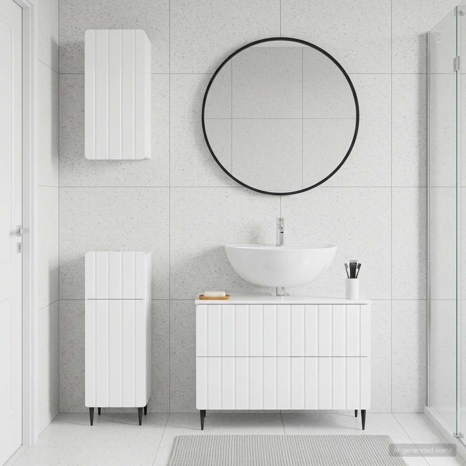 3-teiliges Badezimmer-Schranksystem ZWOLLE Hochglanz Weiß