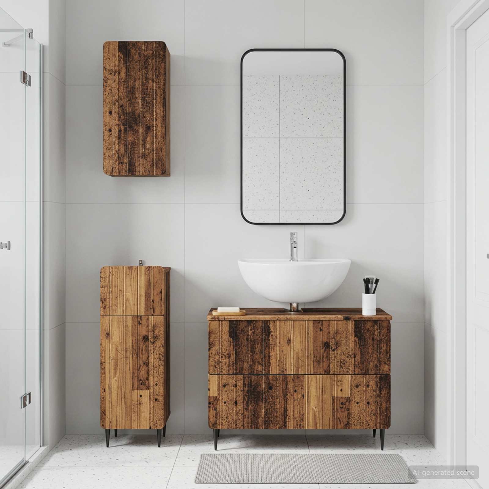 3-teiliges Badezimmer-Schranksystem ZWOLLE Altholz