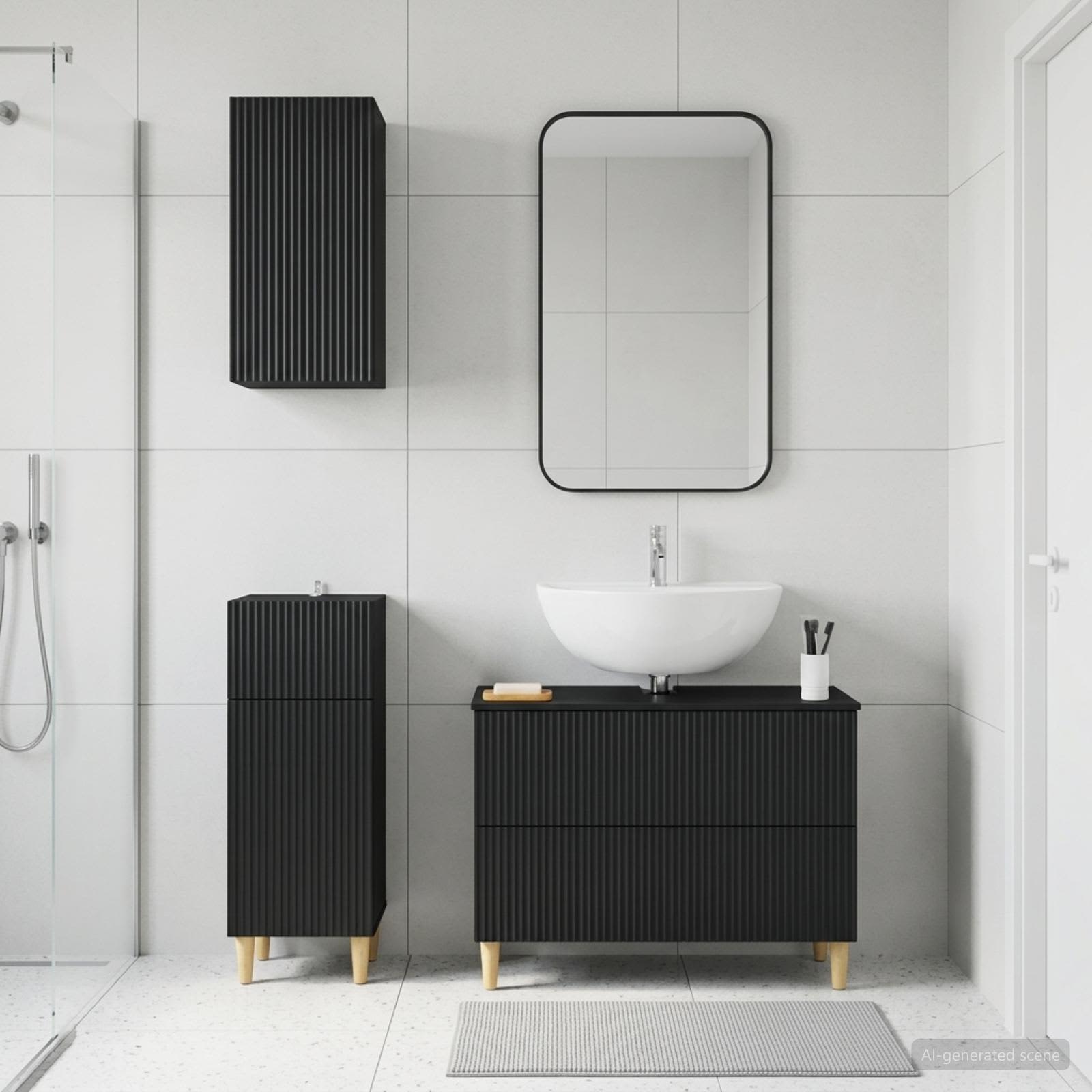 3-teiliges Badezimmer-Schranksystem ARNHEM Schwarz