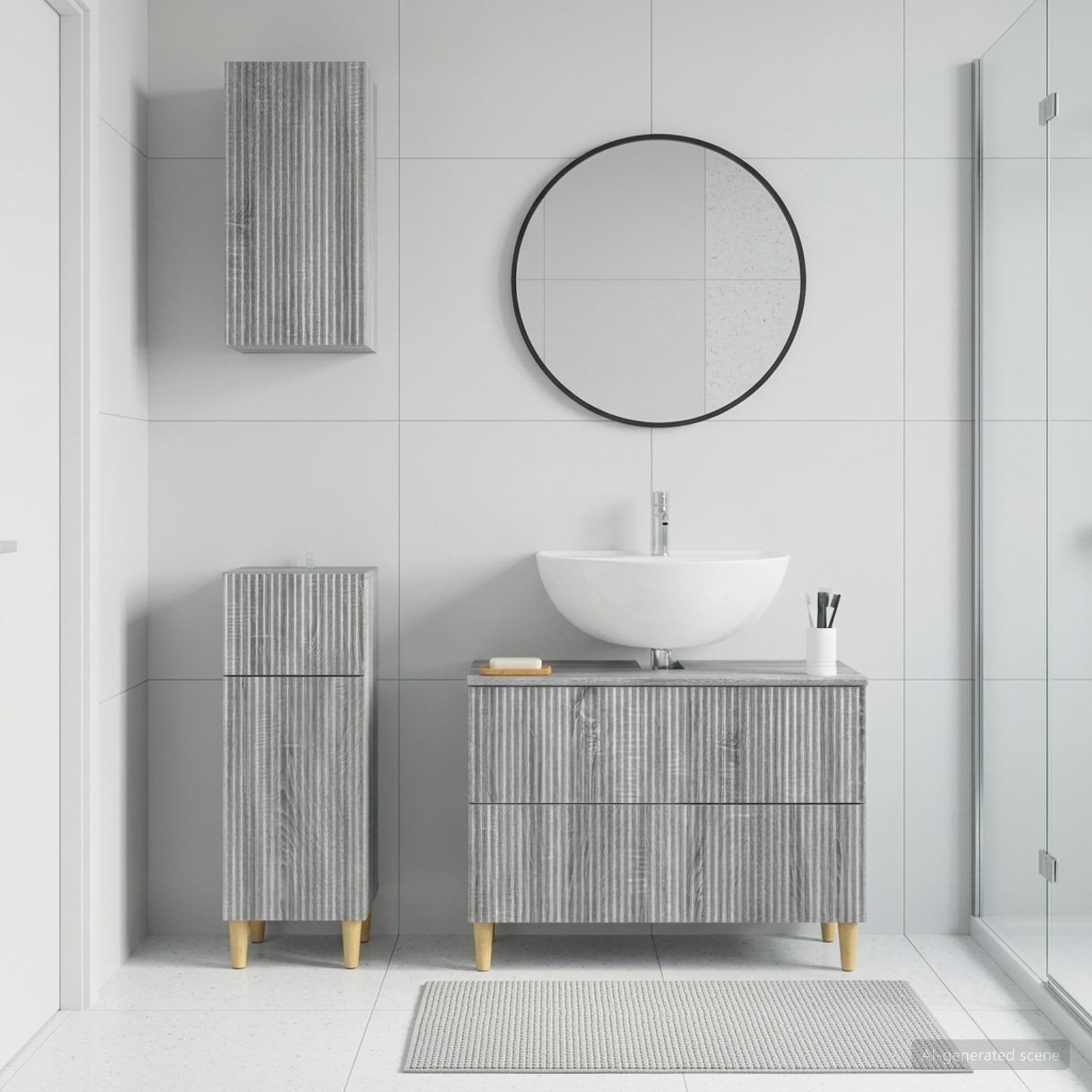 3-teiliges Badezimmer-Schranksystem ARNHEM Sonoma-Grau