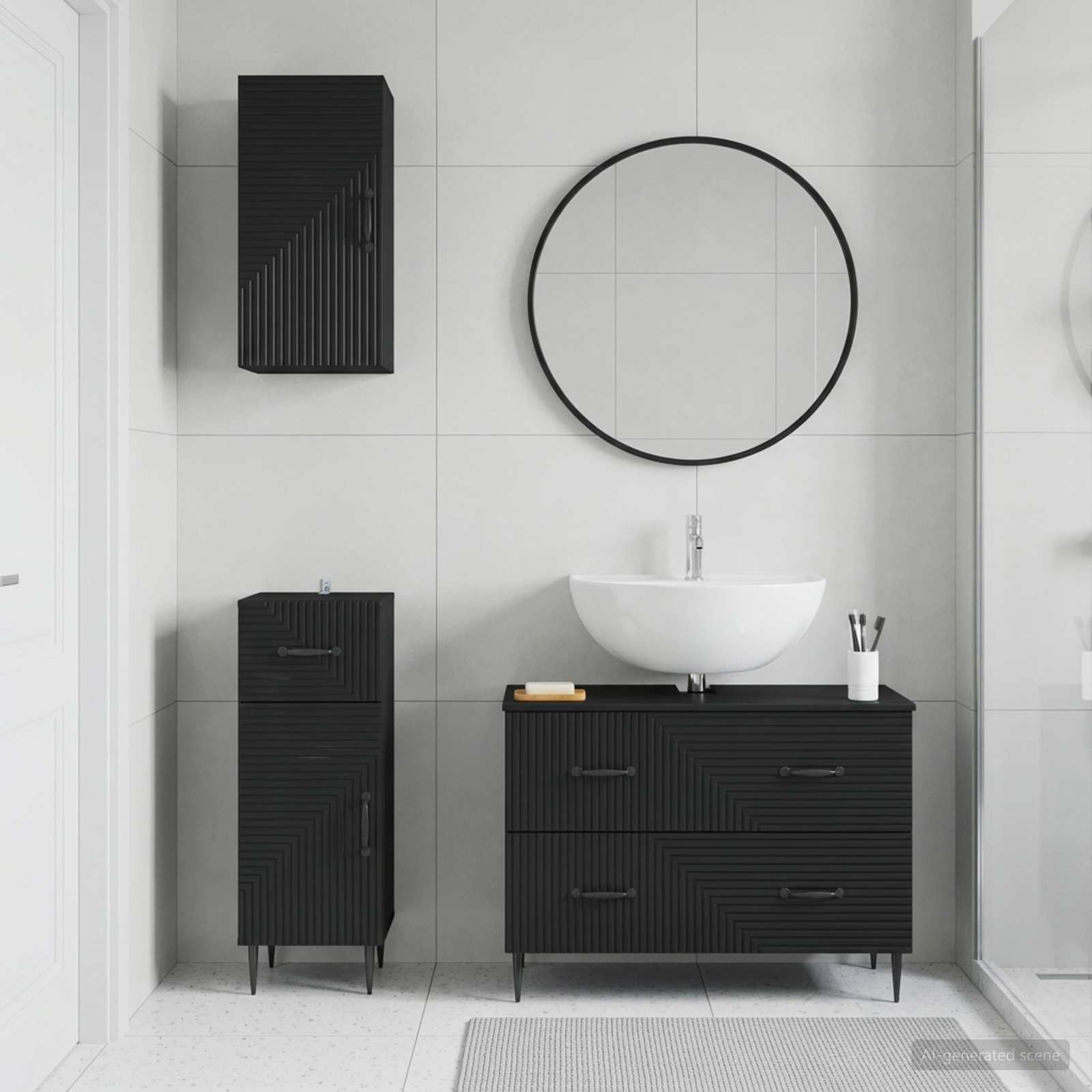 3-teiliges Badezimmer-Schranksystem HAARLEM Schwarz