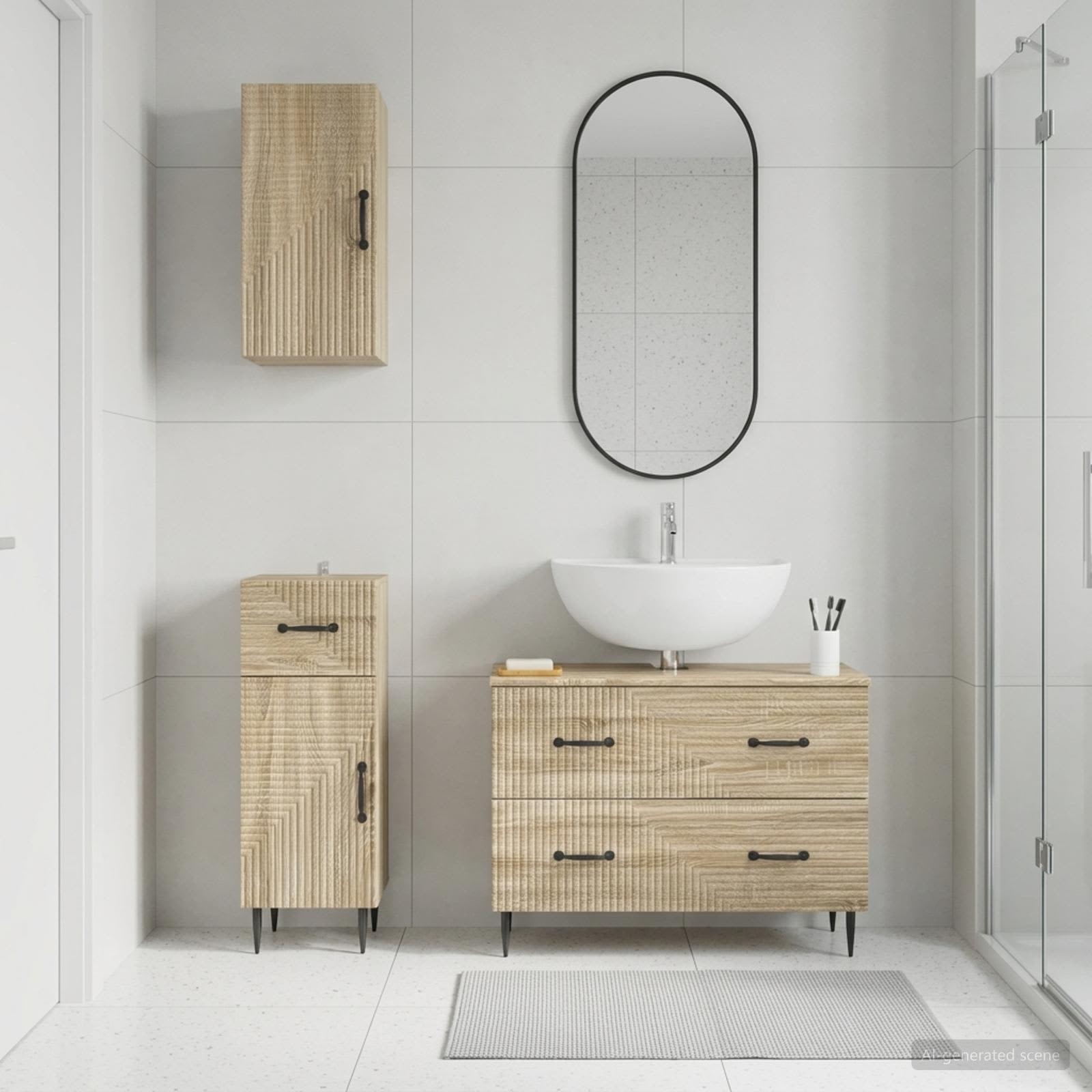 3-teiliges Badezimmer-Schranksystem HAARLEM Sonoma-Eiche