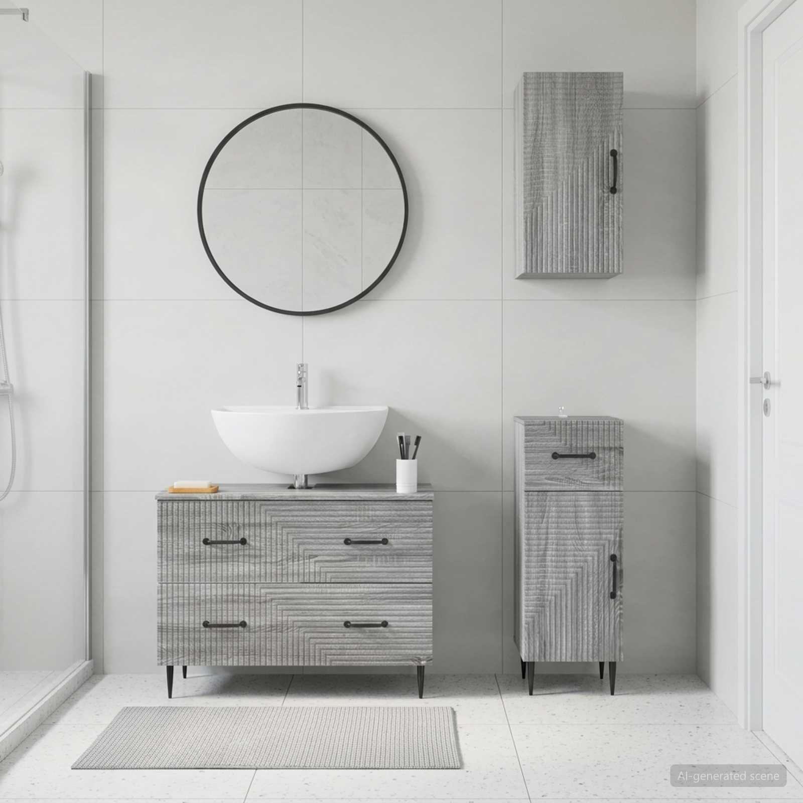 3-teiliges Badezimmer-Schranksystem HAARLEM Sonoma-Grau