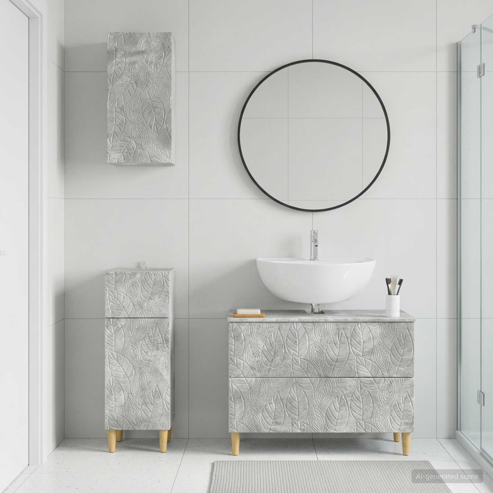 3-teiliges Badezimmer-Schranksystem DELFT Betongrau