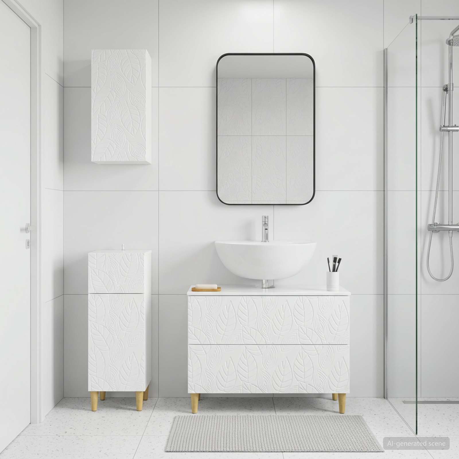 3-teiliges Badezimmer-Schranksystem DELFT Hochglanz Weiß