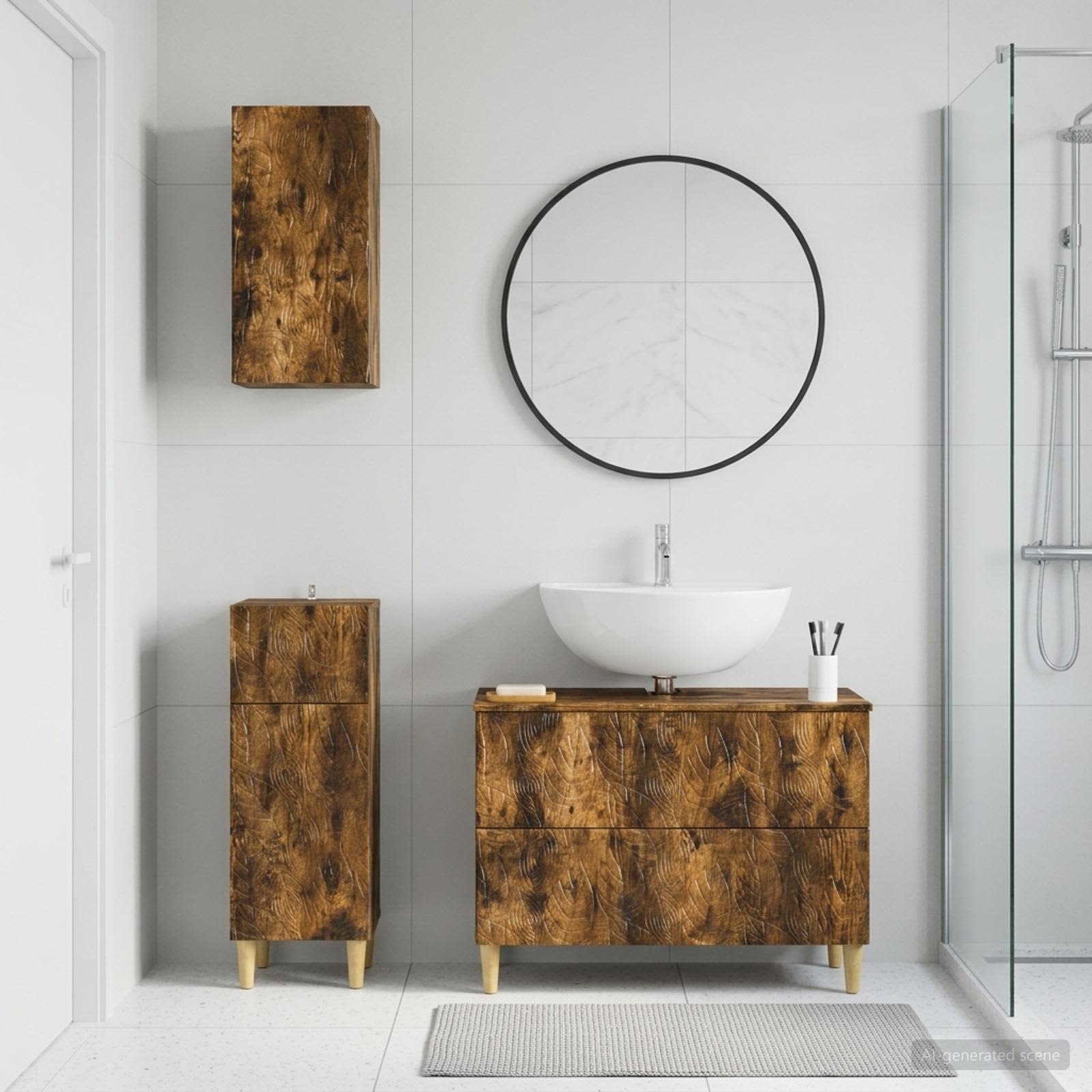 3-teiliges Badezimmer-Schranksystem DELFT Raucheiche