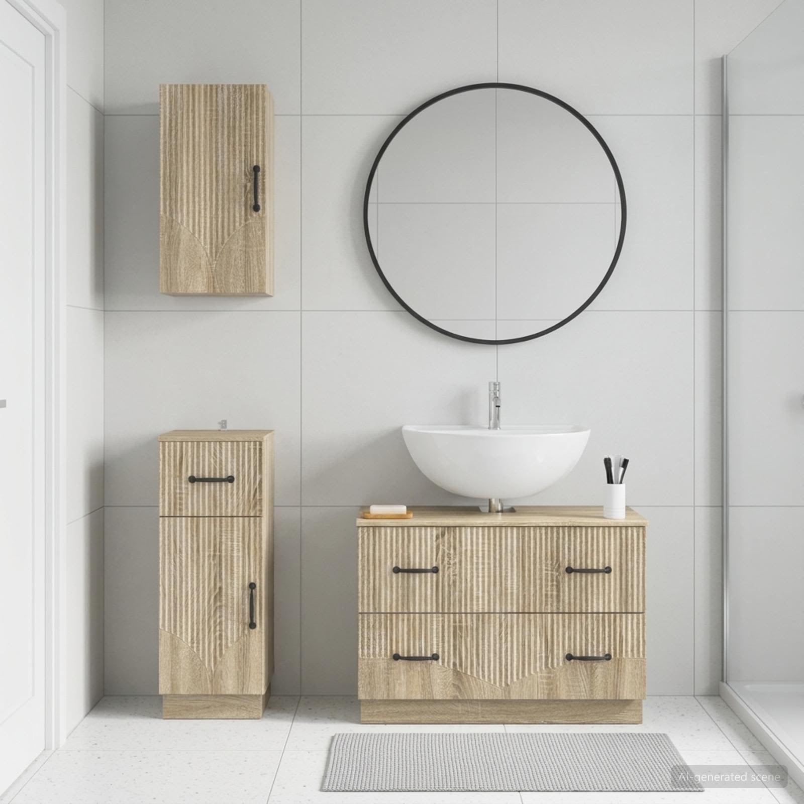 3-teiliges Badezimmer-Schranksystem HOORN Sonoma-Eiche