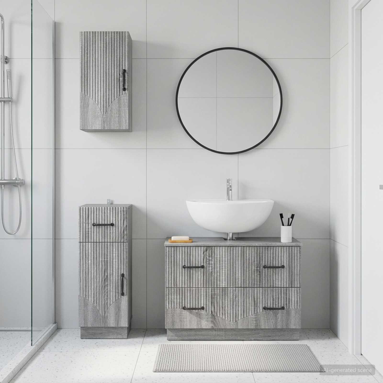 3-teiliges Badezimmer-Schranksystem HOORN Sonoma-Grau