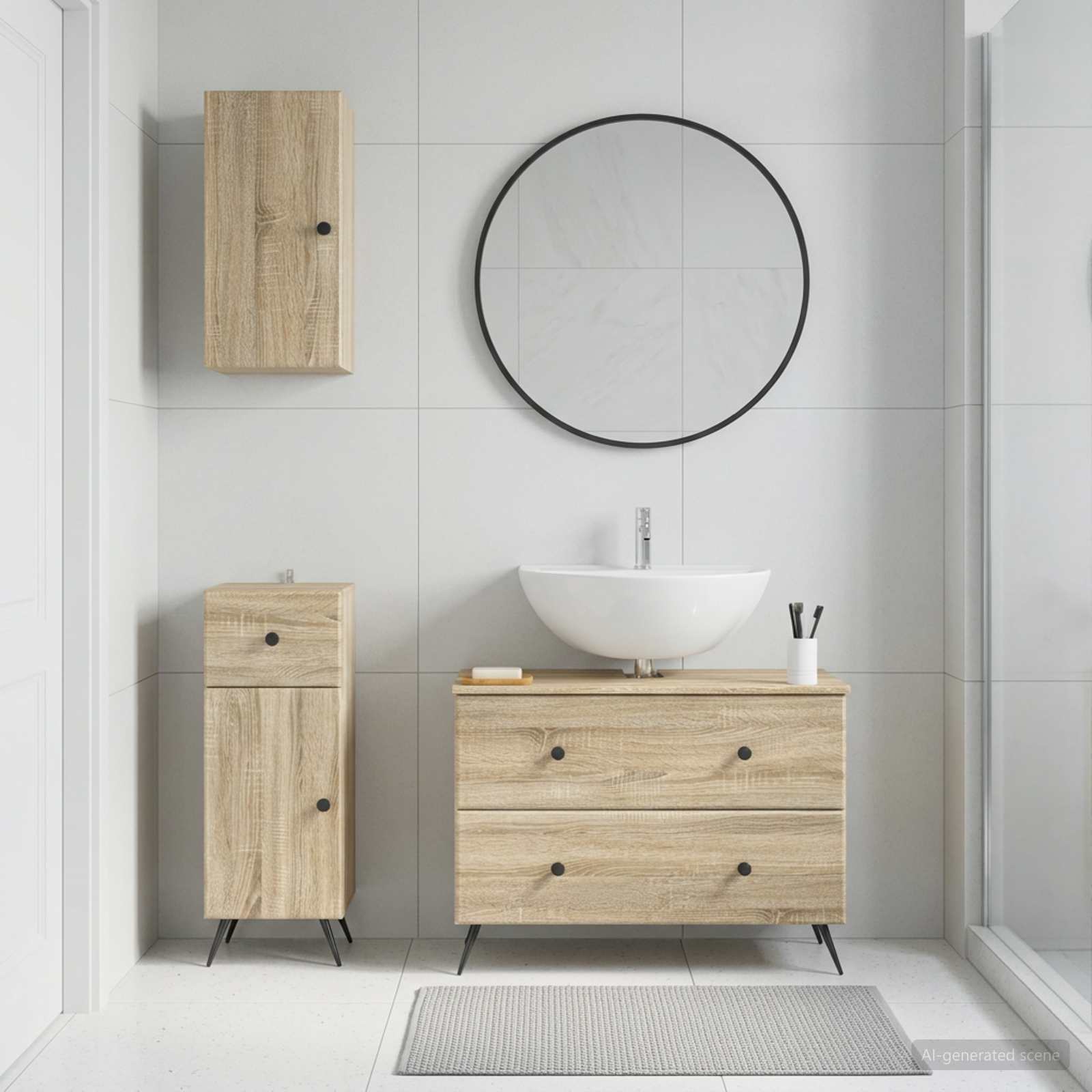 3-teiliges Badezimmer-Schranksystem BREDA Sonoma-Eiche
