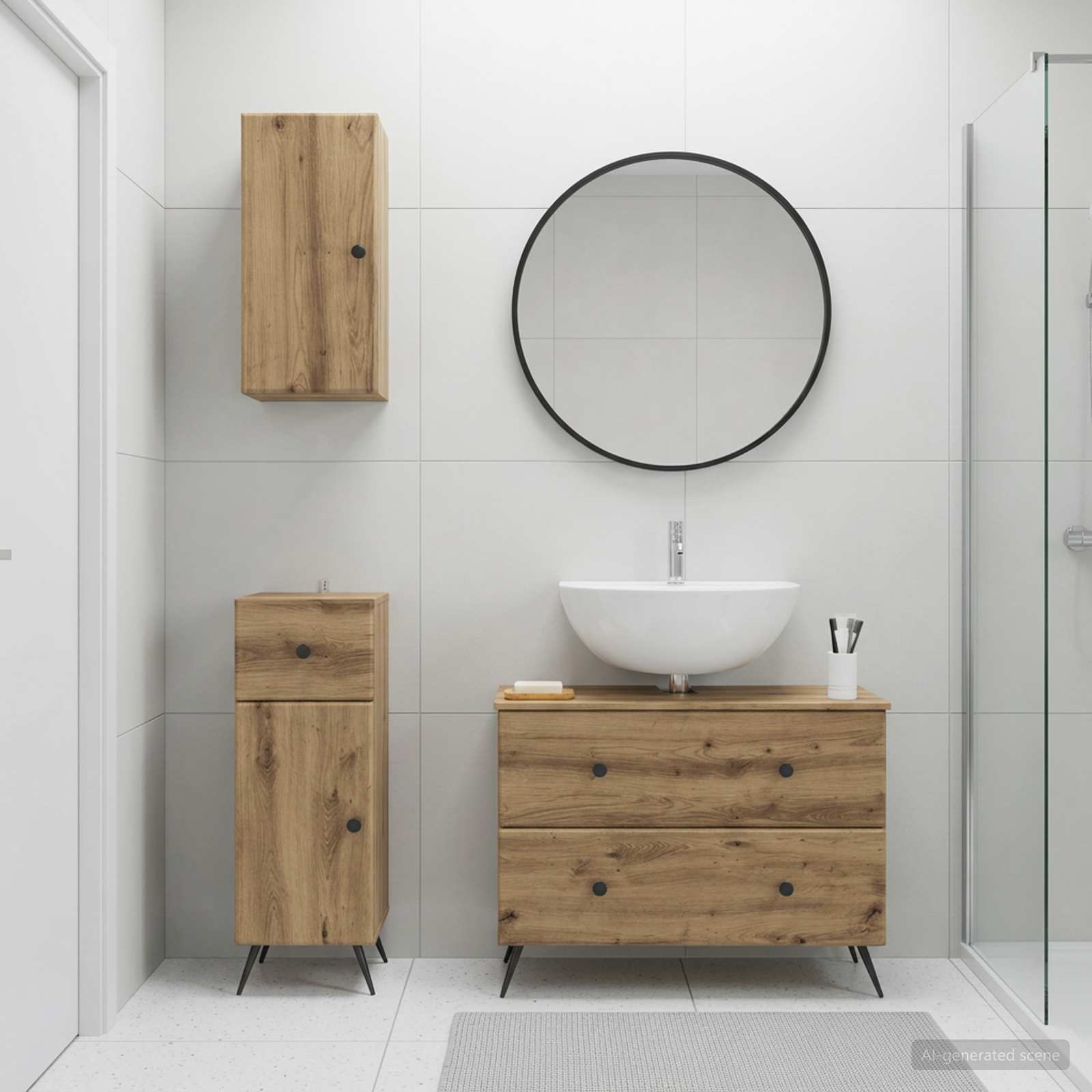 3-teiliges Badezimmer-Schranksystem BREDA Artisan-Eiche