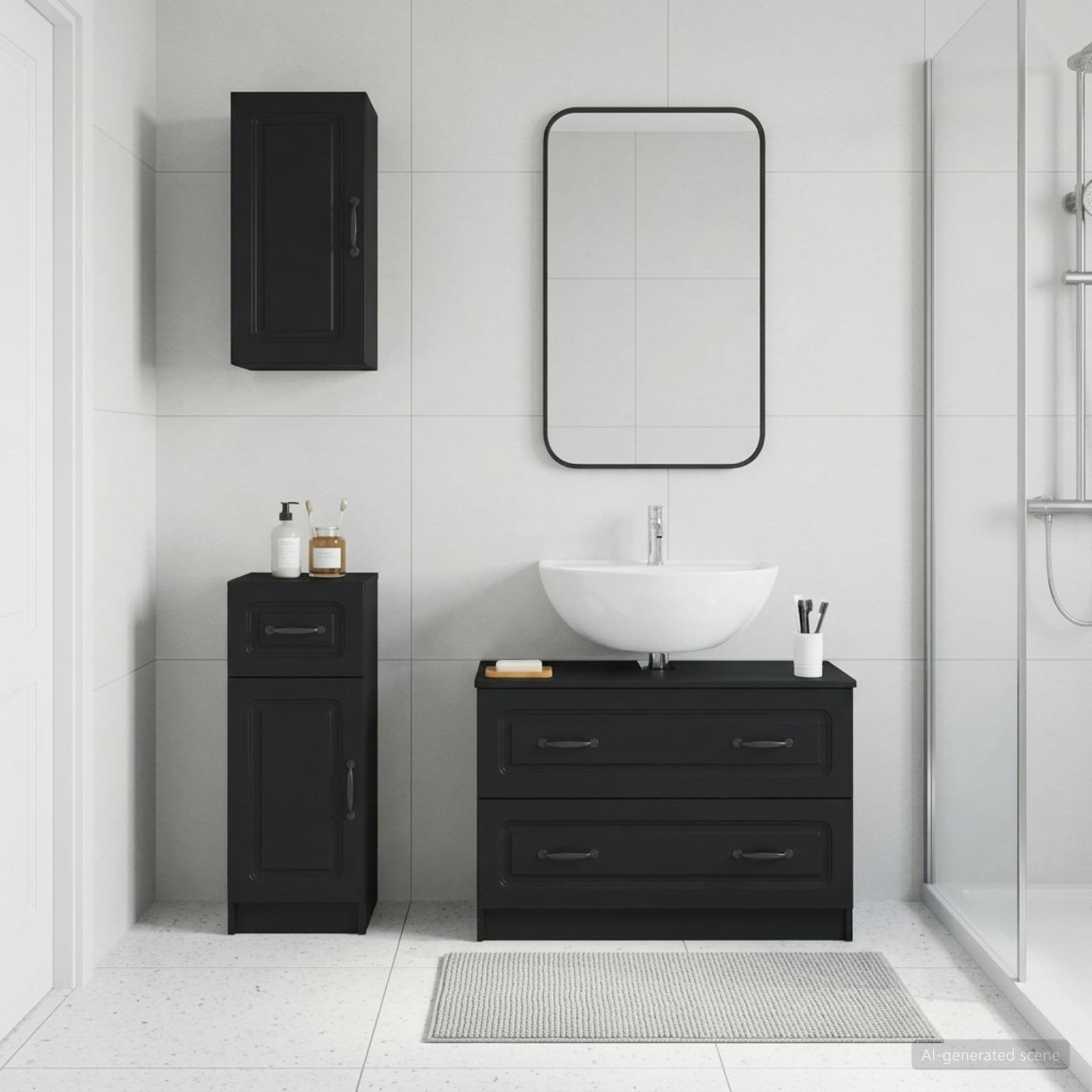 3-teiliges Badezimmer-Schranksystem UTRECHT Schwarz
