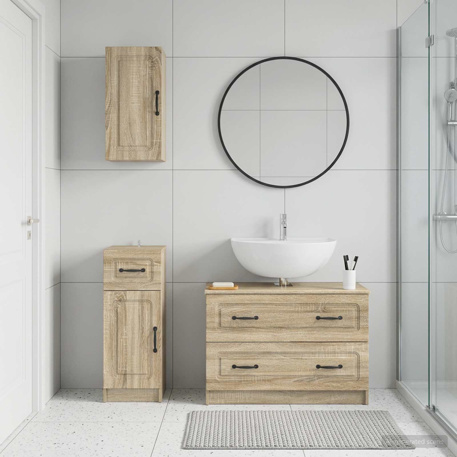 3-teiliges Badezimmer-Schranksystem UTRECHT Sonoma-Eiche