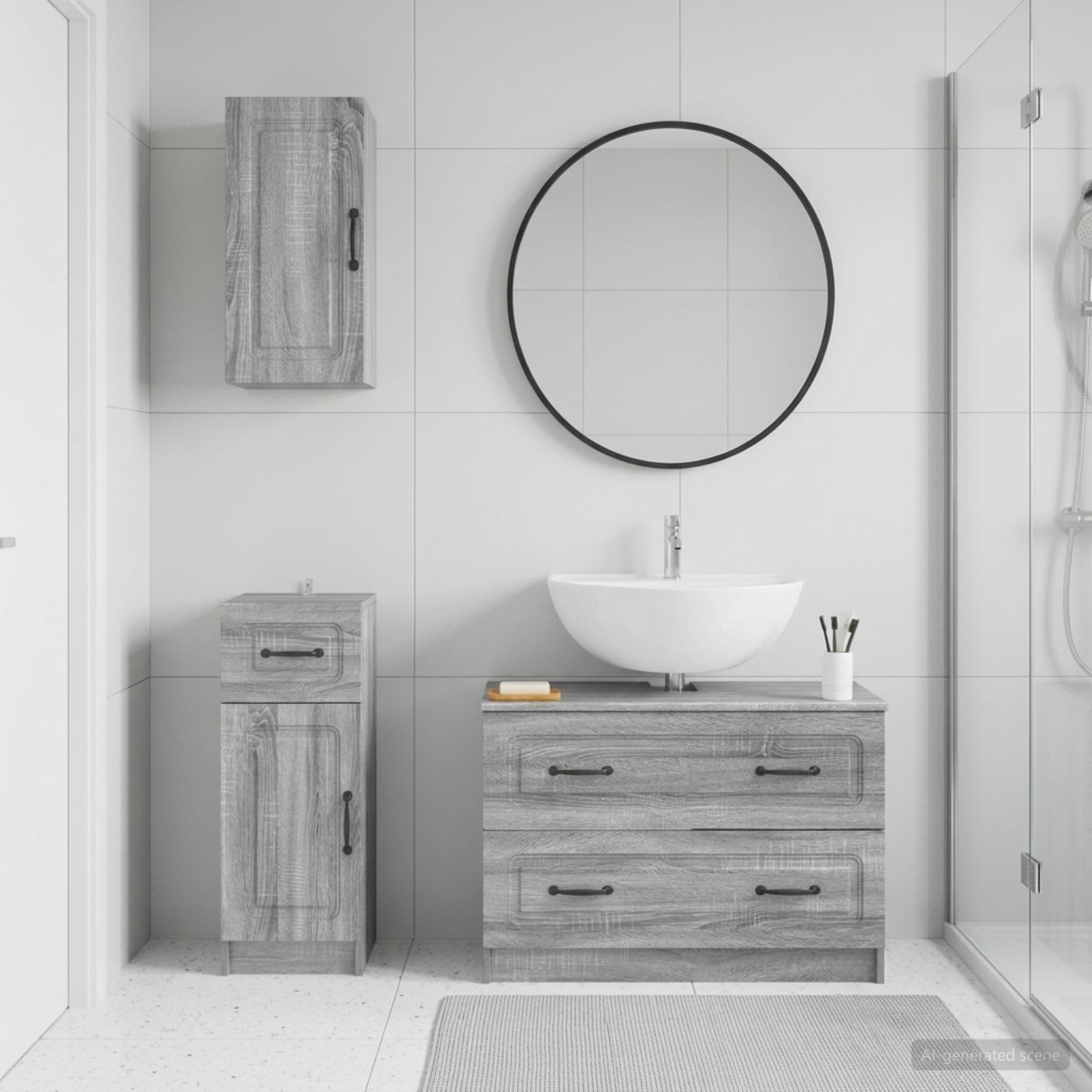 3-teiliges Badezimmer-Schranksystem UTRECHT Sonoma-Grau