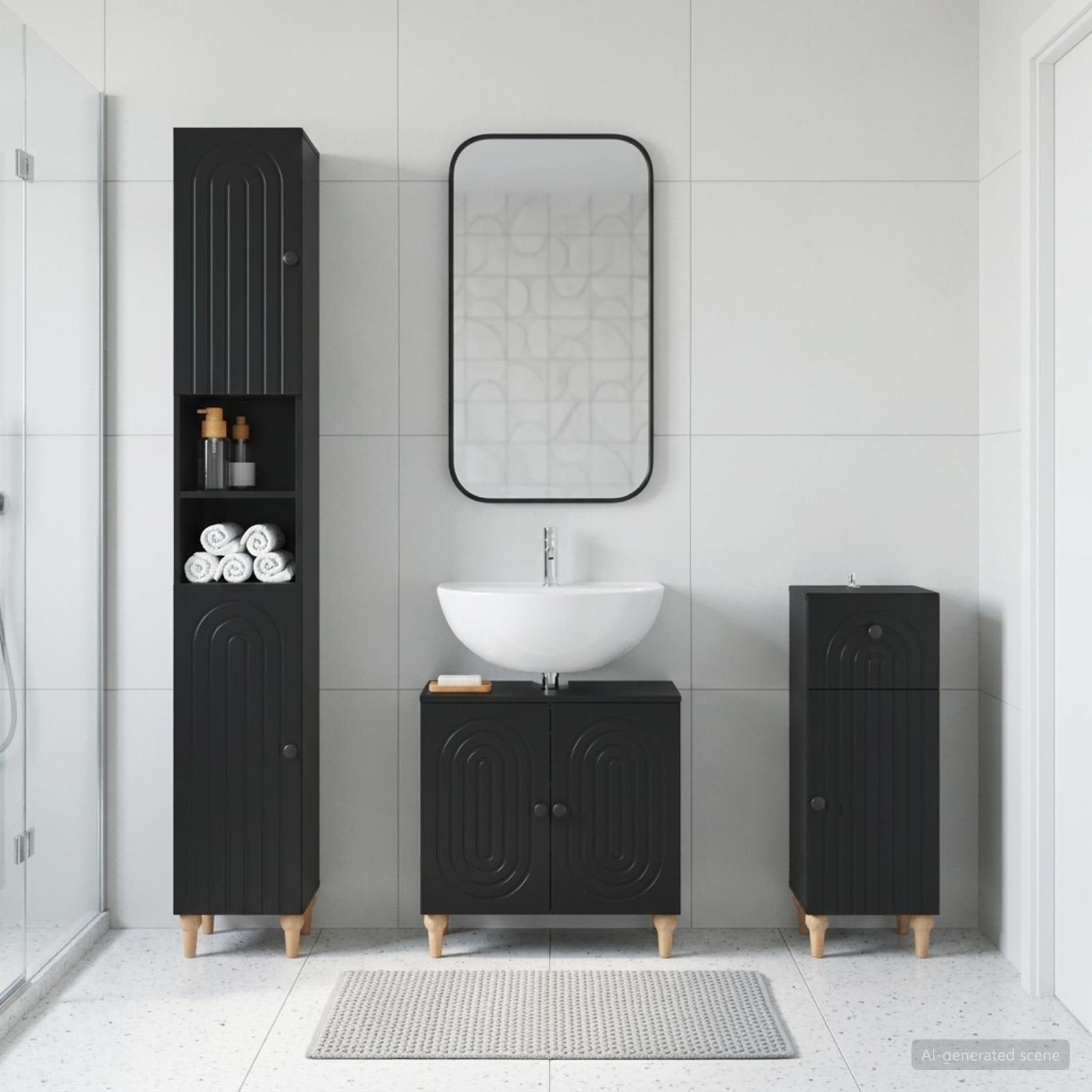 3-teiliges Badezimmer-Schranksystem ALKMAAR Holzwerkstoff