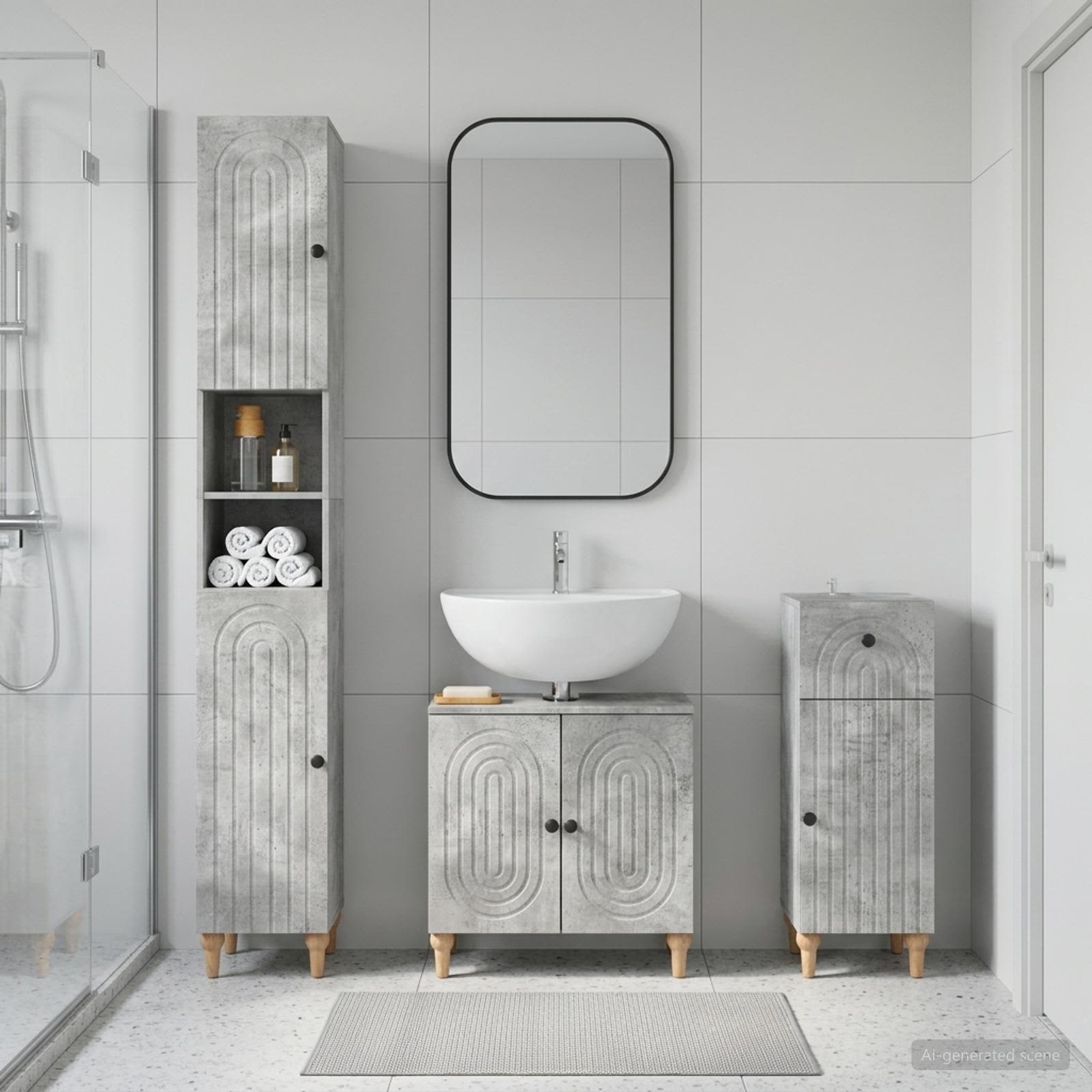3-teiliges Badezimmer-Schranksystem ALKMAAR Holzwerkstoff