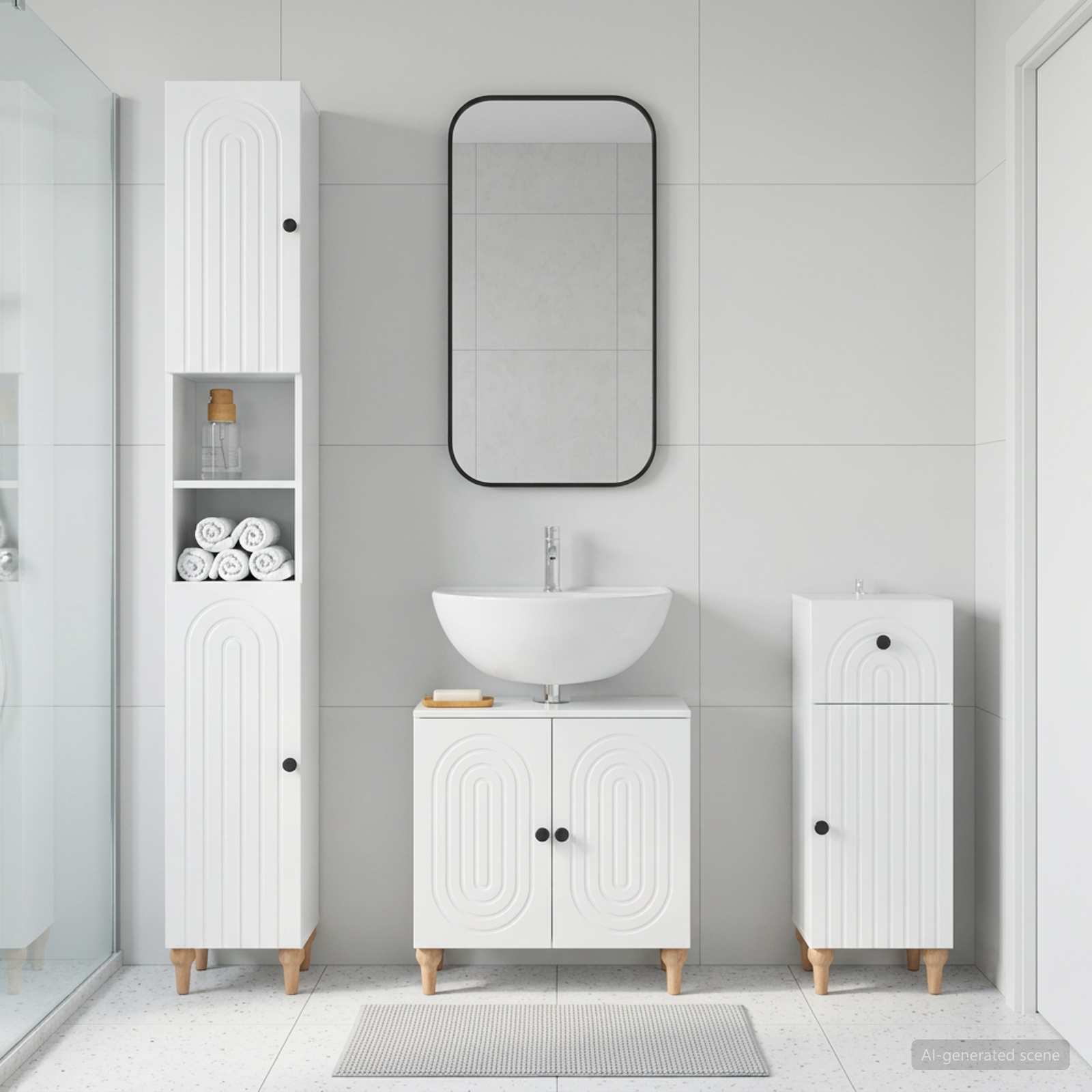 3-teiliges Badezimmer-Schranksystem ALKMAAR Holzwerkstoff