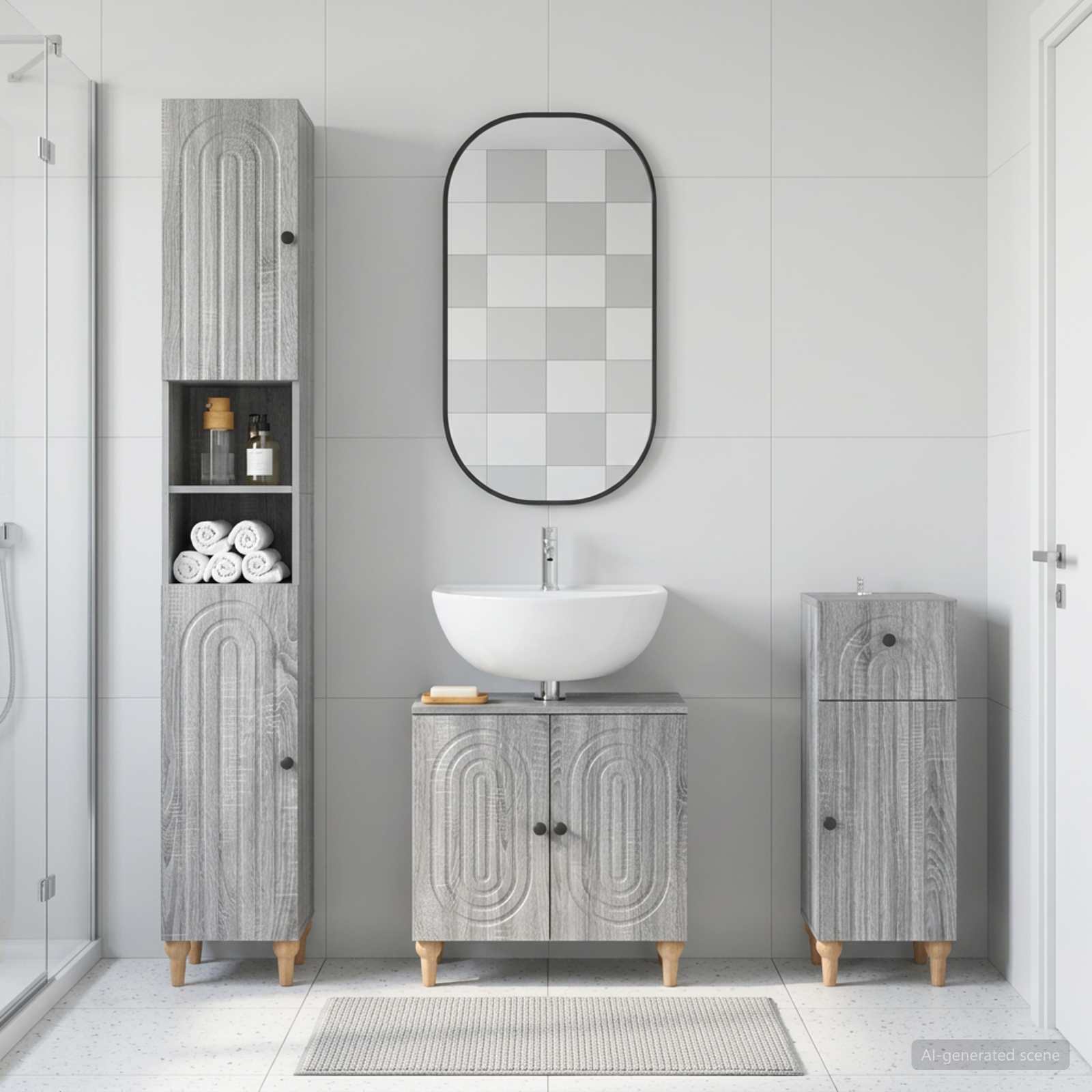 3-teiliges Badezimmer-Schranksystem ALKMAAR Holzwerkstoff