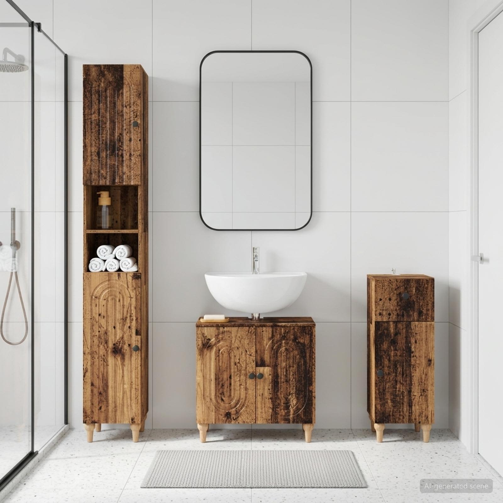 3-teiliges Badezimmer-Schranksystem ALKMAAR Holzwerkstoff