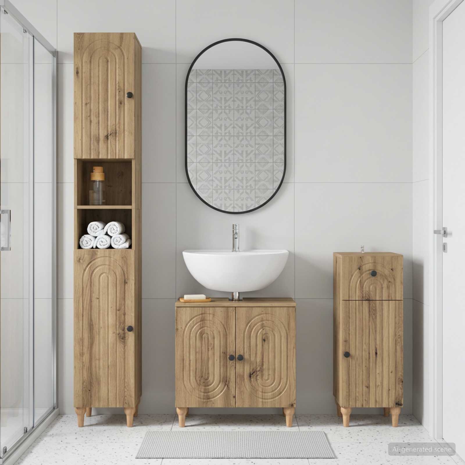 3-teiliges Badezimmer-Schranksystem ALKMAAR Holzwerkstoff