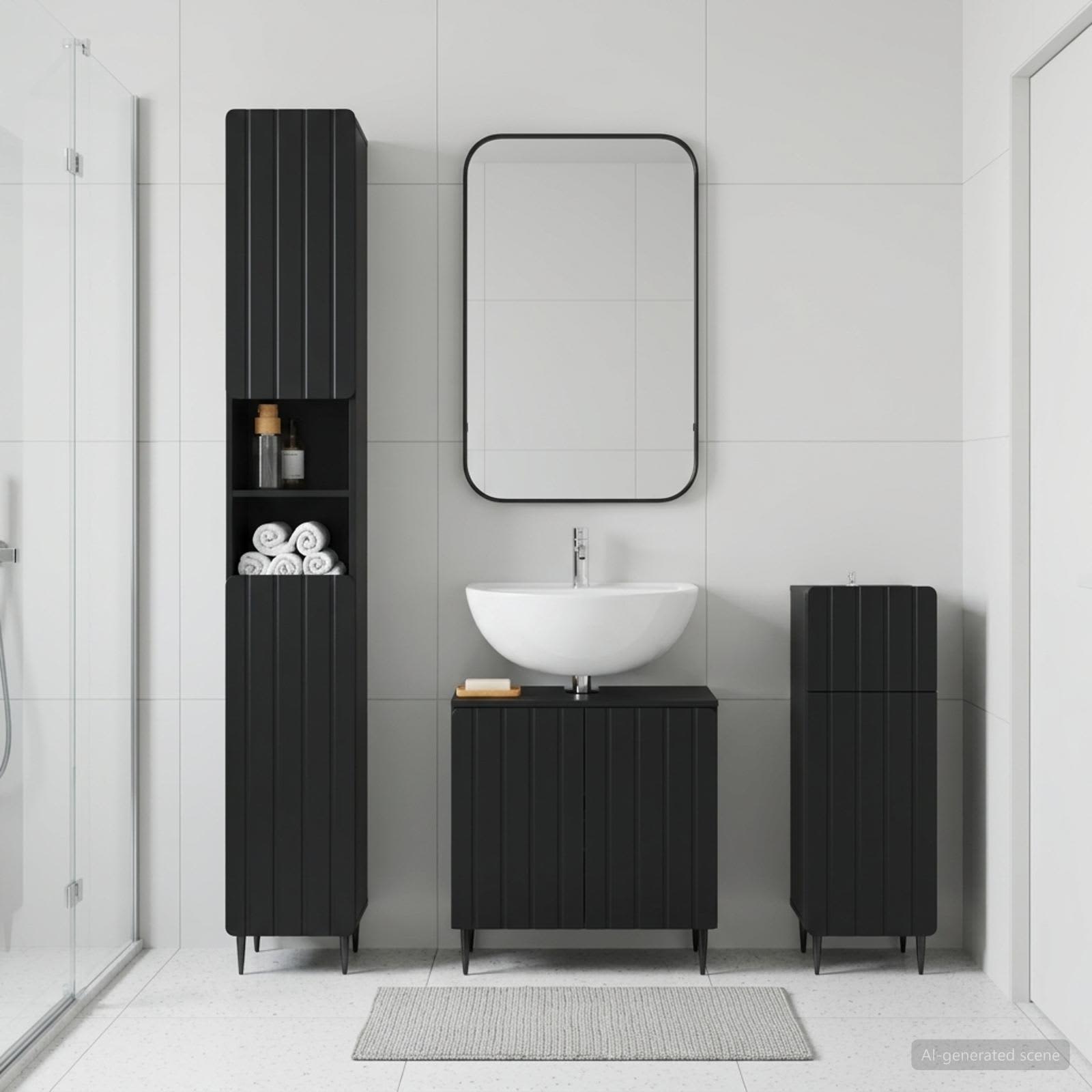 3-teiliges Badezimmer-Schranksystem ZWOLLE Holzwerkstoff