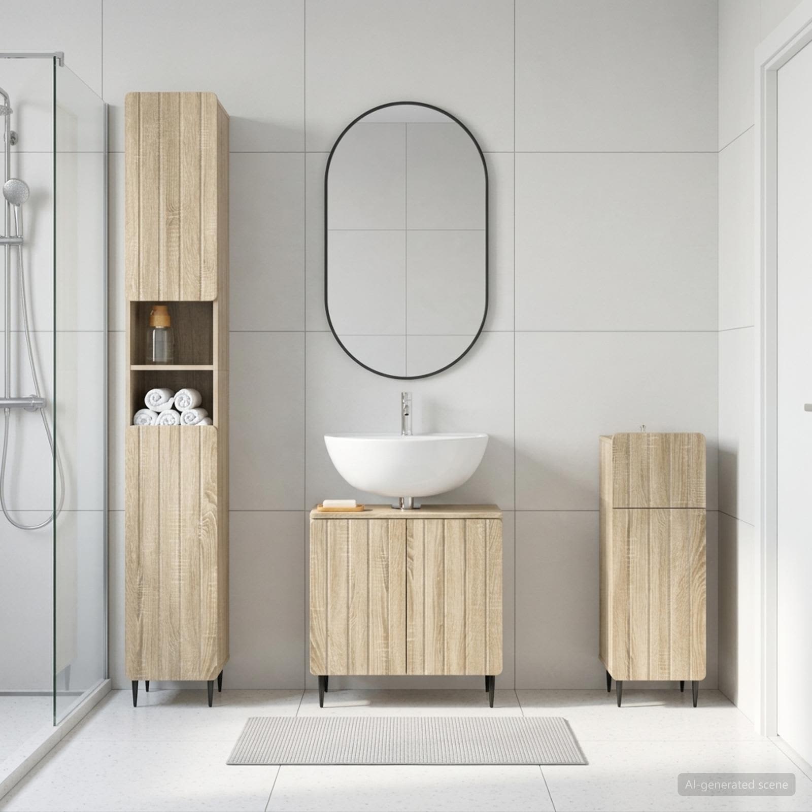 3-teiliges Badezimmer-Schranksystem ZWOLLE Holzwerkstoff