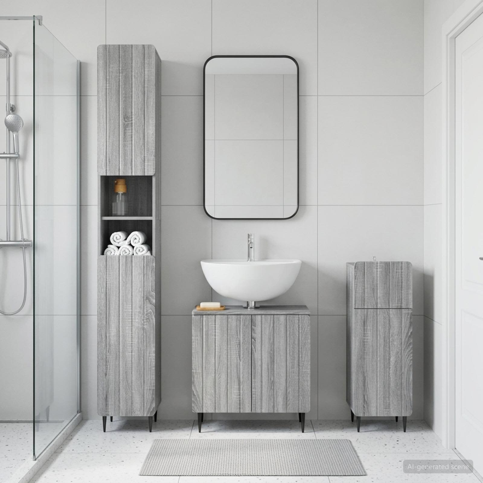 3-teiliges Badezimmer-Schranksystem ZWOLLE Holzwerkstoff