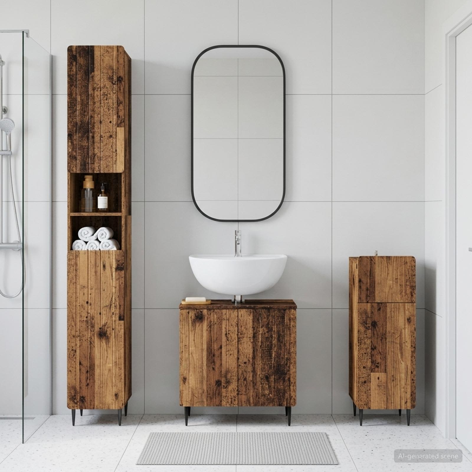 3-teiliges Badezimmer-Schranksystem ZWOLLE Holzwerkstoff