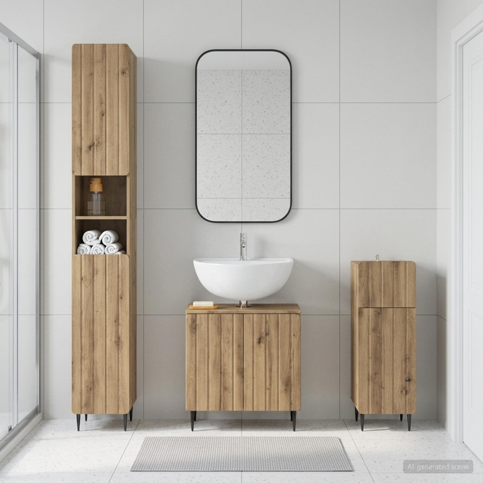 3-teiliges Badezimmer-Schranksystem ZWOLLE Holzwerkstoff