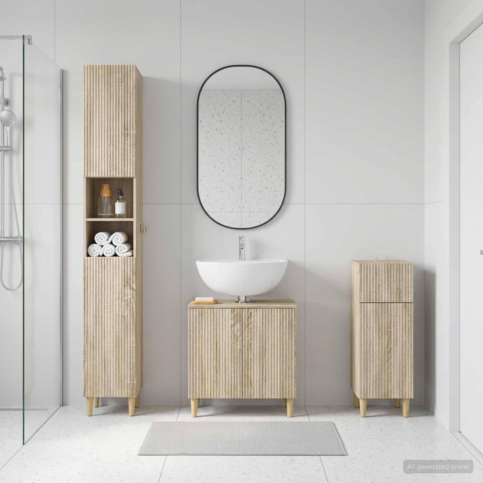 3-teiliges Badezimmer-Schranksystem ARNHEM Holzwerkstoff
