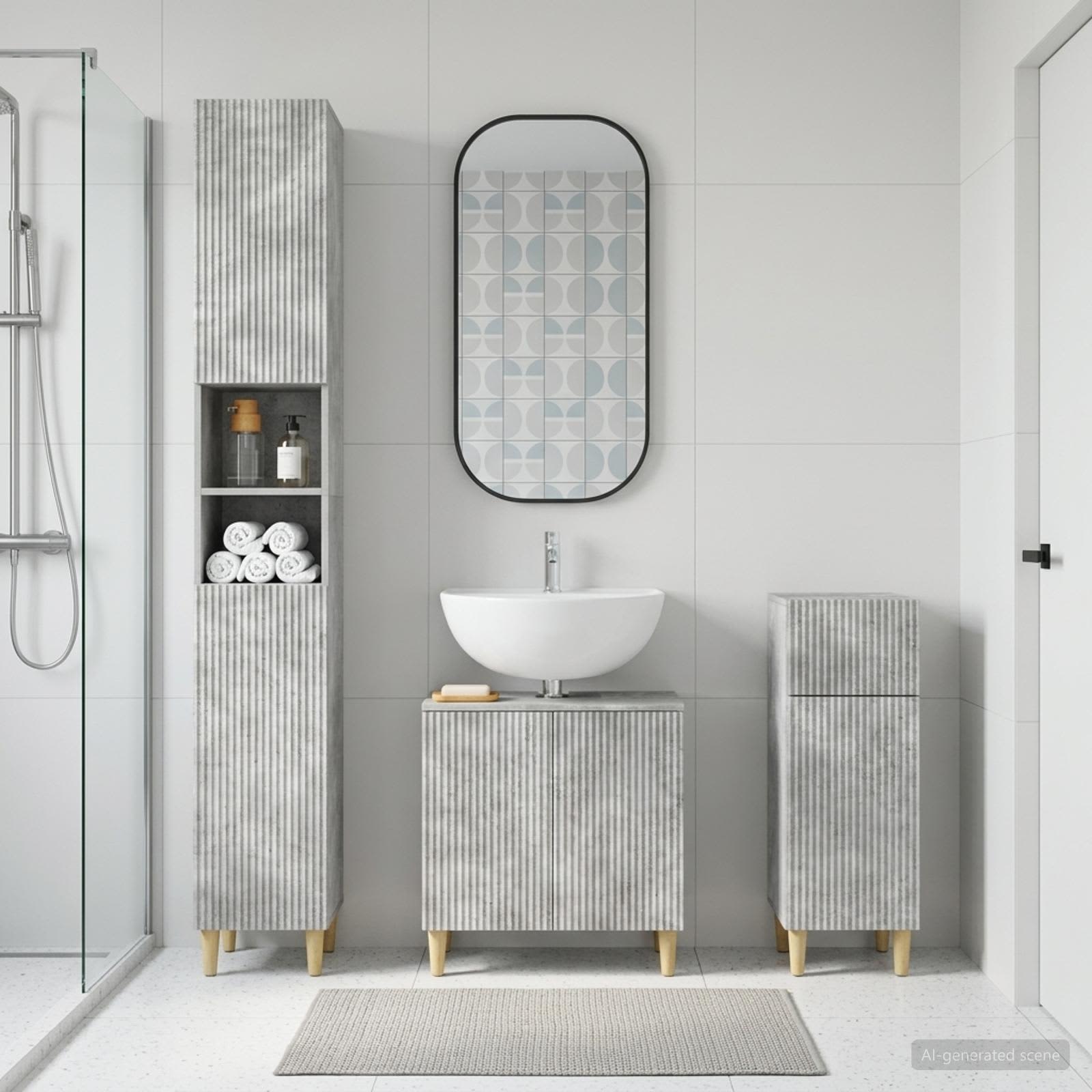 3-teiliges Badezimmer-Schranksystem ARNHEM Holzwerkstoff